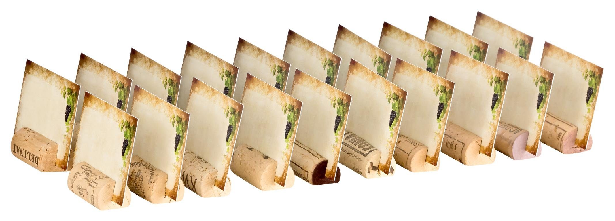 Kork-Deko.de Tischkartenhalter 20 Stk. mit 40 Platzkarten / Namenskärtchen, 20, aus gebrauchten Weinkorken – Bild 3 von 5