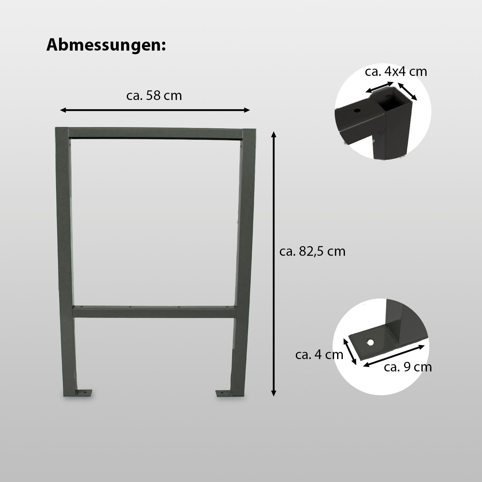 TRUTZHOLM Werkbank Werktisch Untergestell Stahlgestell Paar Traglast bis 200 kg Paar grau, (Set, 2-tlg), Bohrlöcher