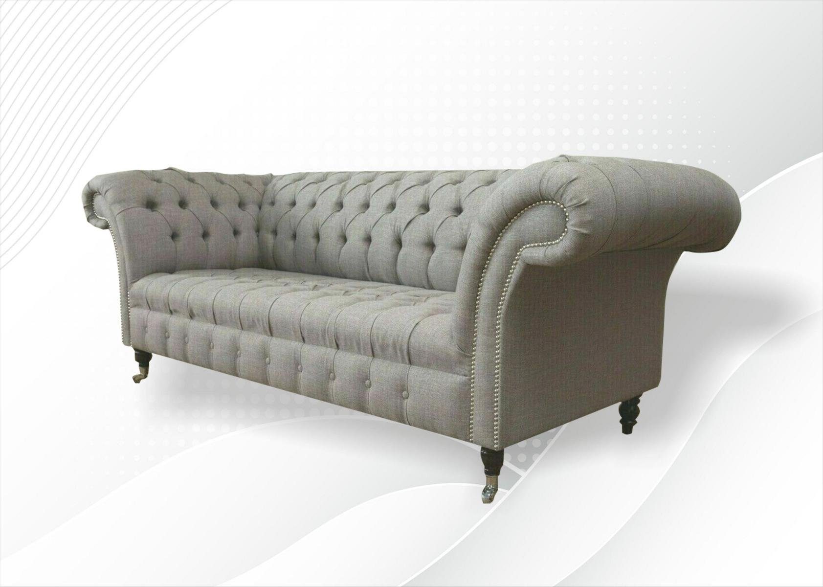 JVmoebel Sofa Graue luxus Chesterfield Knöpfe Polstercouch Neu, Made in Europe