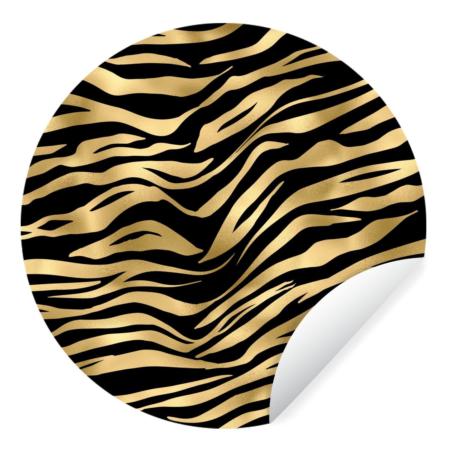 - Rund, Muster St), Zebra für Tapetenkreis - MuchoWow Tapetenaufkleber, Wandsticker Wohnzimmer Kinderzimmer, Gold (1