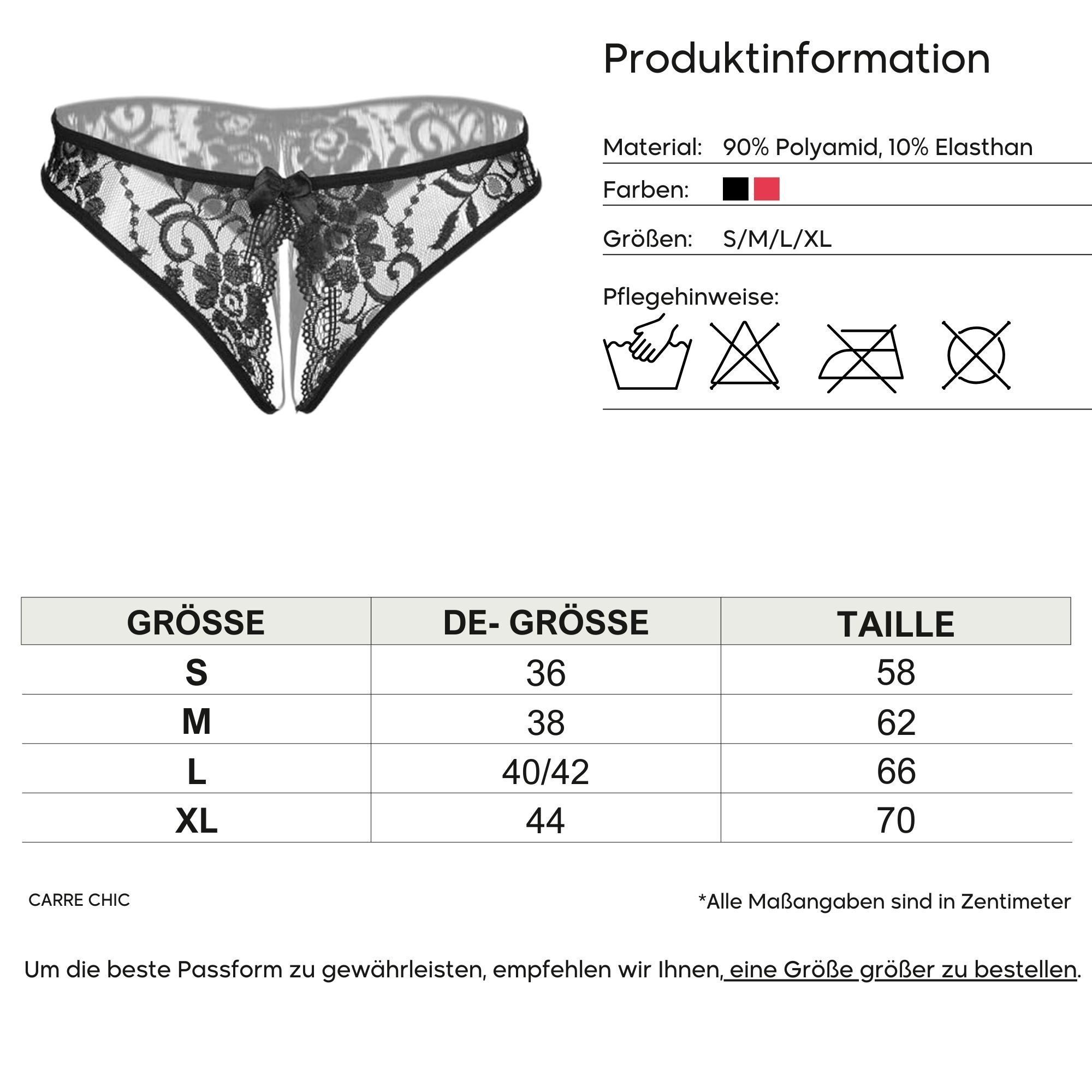 Elegant Love Slip-Ouvert Spitzen-String mit offenem Schritt – Damen Tanga (Packung, 3-St., 3er-Pack) Dessous für besondere Anlässe – Reizwäsche mit raffiniertem Höschen