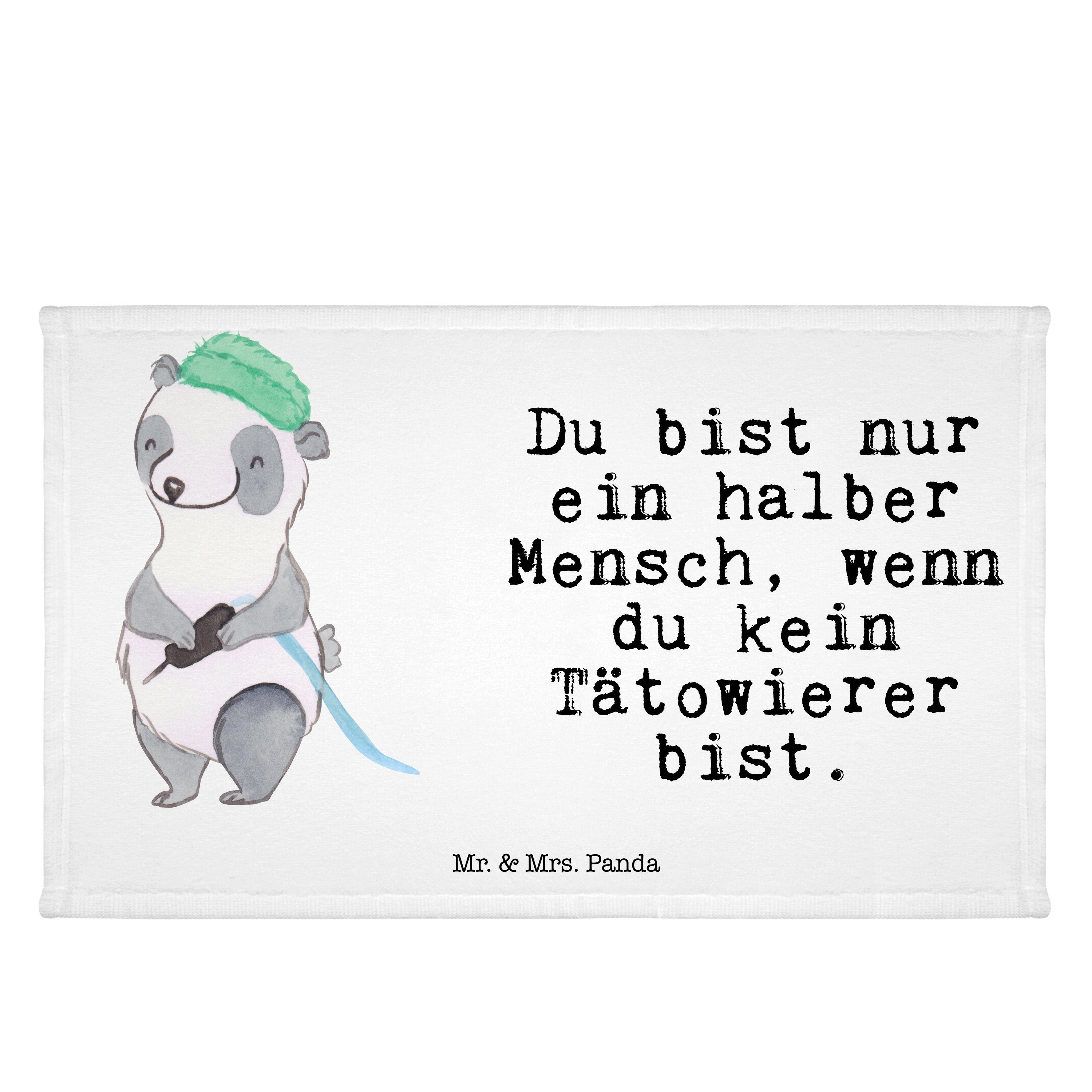 Mr. & Mrs. Panda Handtuch Tätowierer mit Herz - Weiß - Geschenk, Sport Handtuch, Reisehandtuch, (1-St)