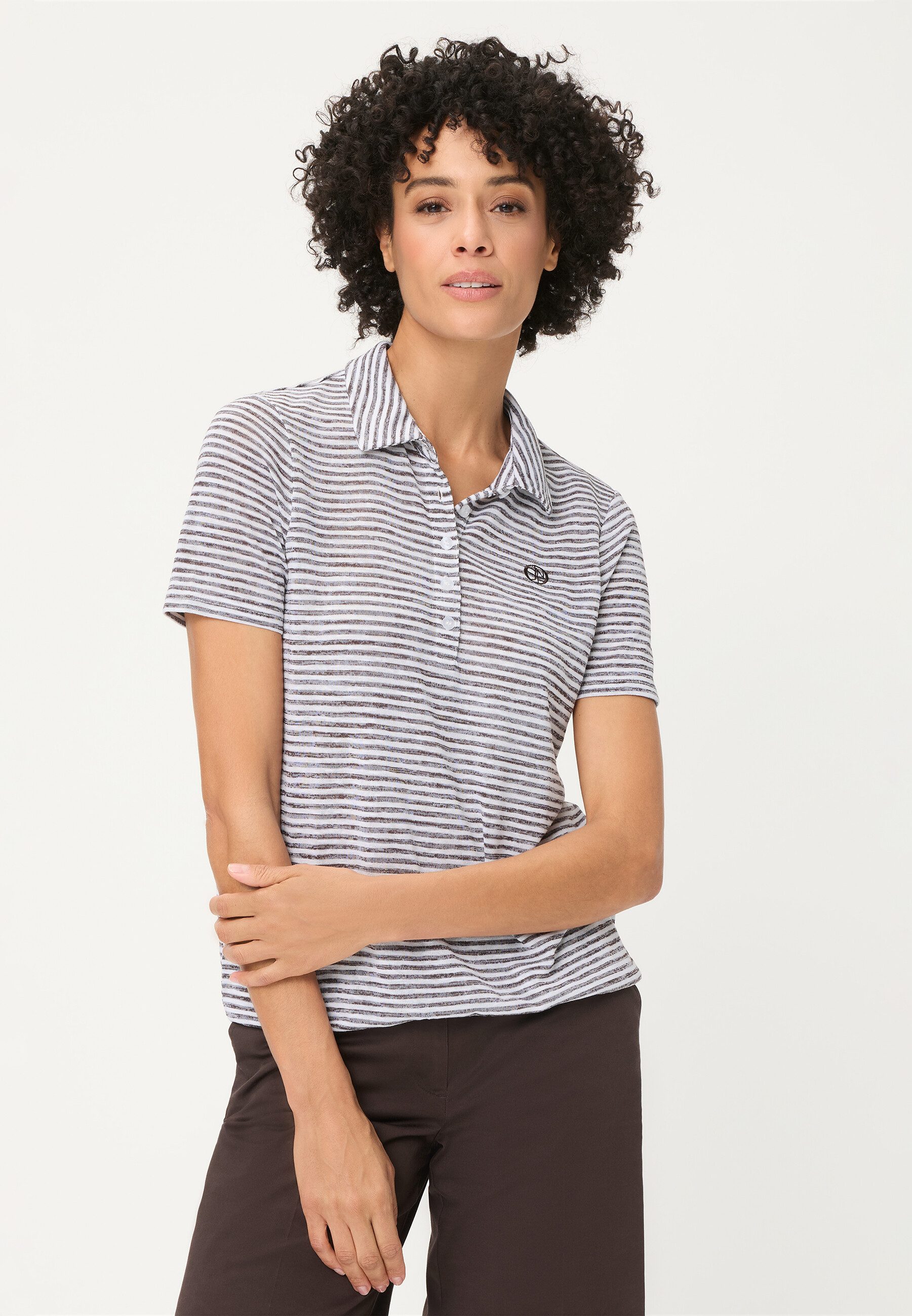 Olsen T-Shirt Polo-Shirt mit Streifendessin