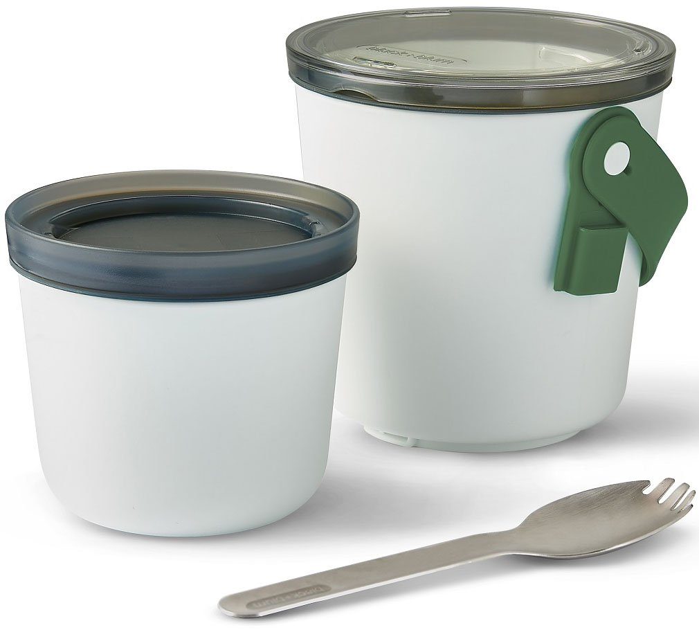 black+blum Lunchbox, Kunststoff, Göffel ml Ozean mit 900 1-tlg), Tragegurt (Gabel-Löffel-Kombination), (Set, und 2-in-1