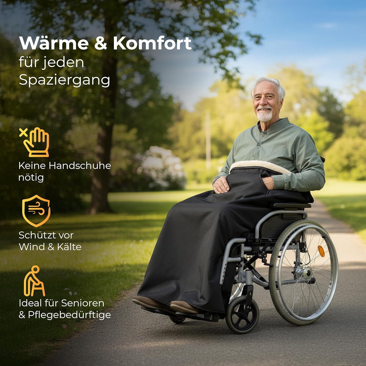 Novaliv Haltungskissen NOVALIV Schurwoll Kniedecke Outdoor Rollstuhl - Warme Beindecke mit wa, 1-tlg., NOVALIV Schurwoll Kniedecke Outdoor Rollstuhl - Warme Beindecke mit wa