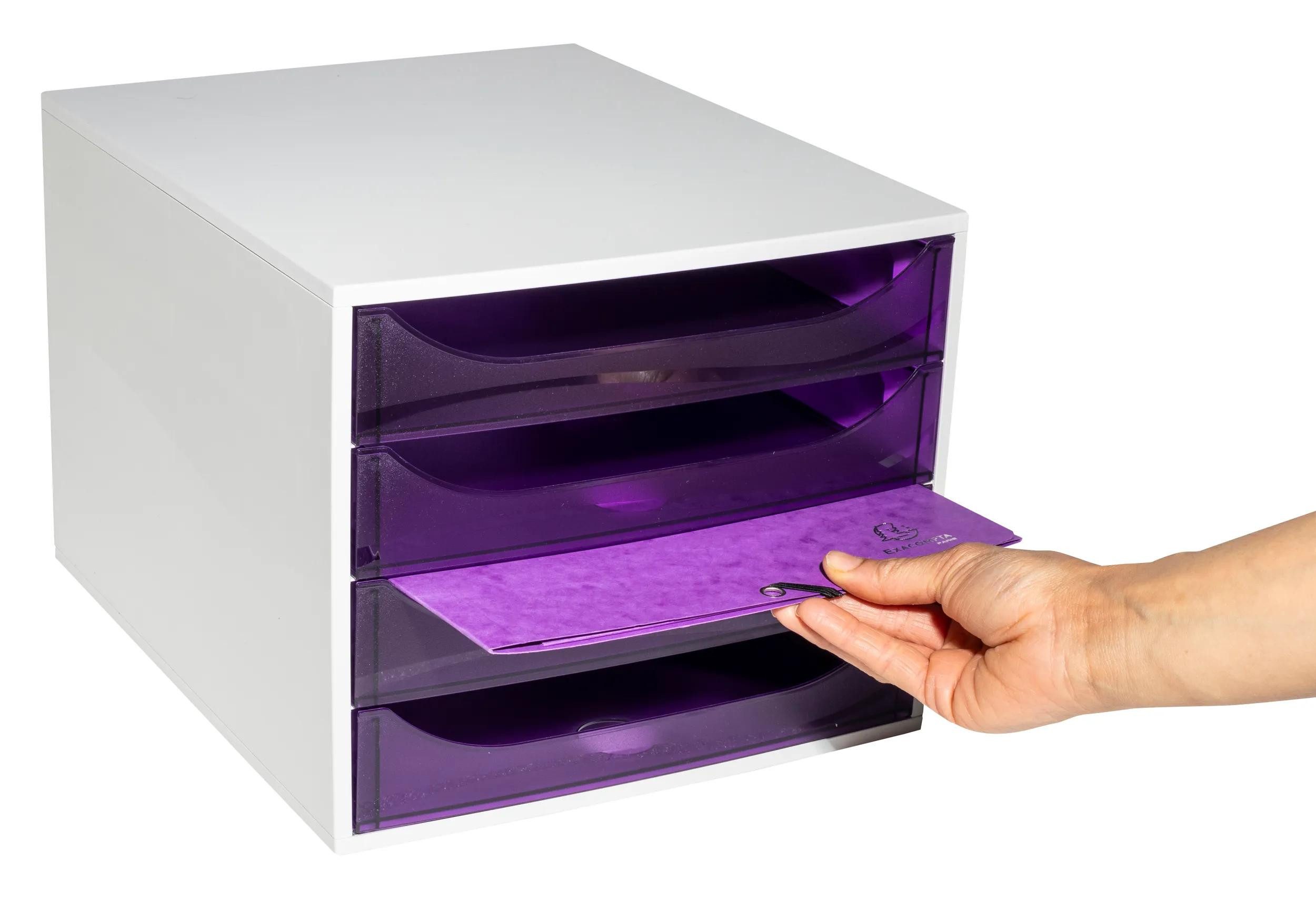 EXACOMPTA Schubladenbox ECOBOX Schubladenbox mit 4 Schubladen - Violett - 228619D, Boxen einzen