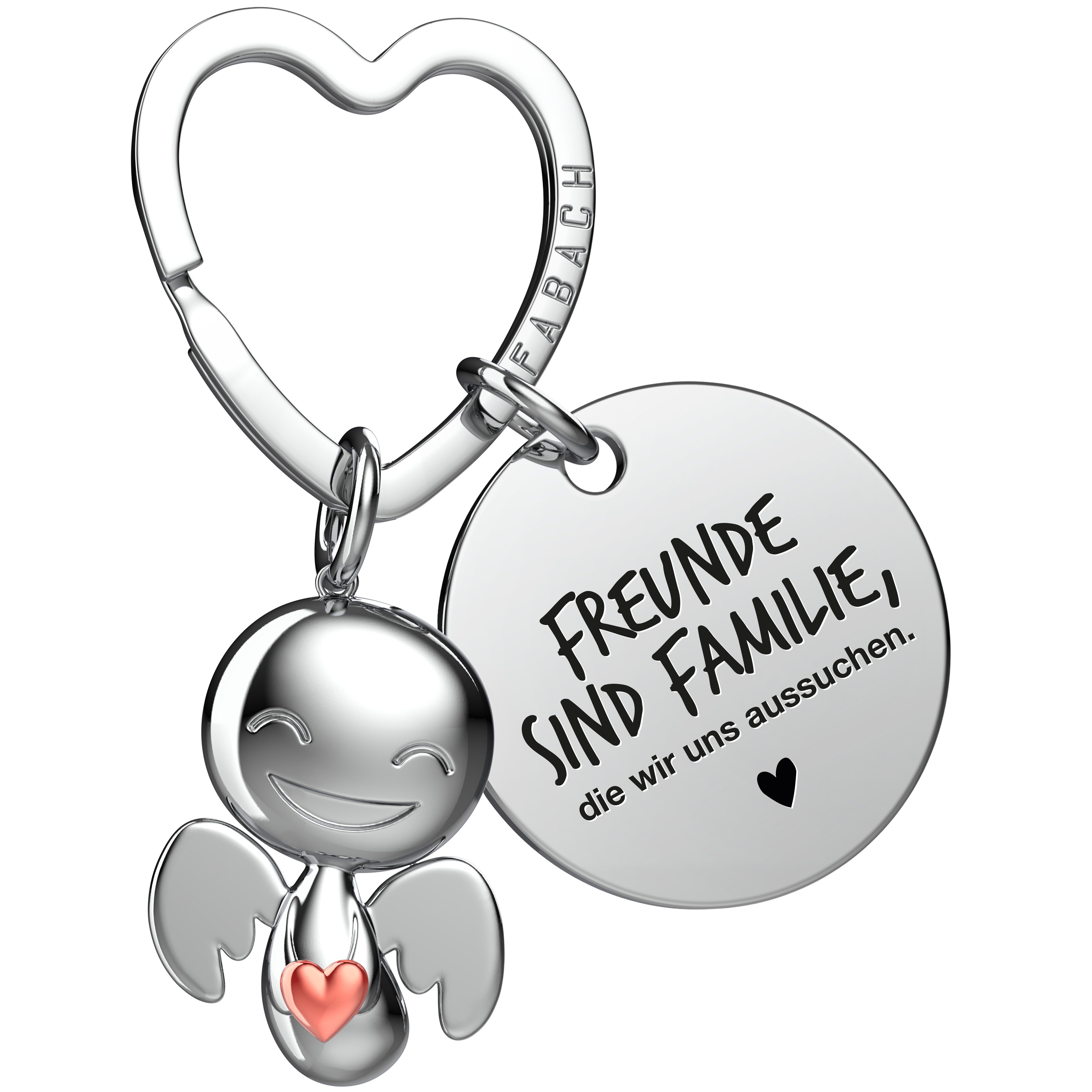 FABACH Schlüsselanhänger Schutzengel Happy mit Herz & "Beste Freundin" Gravur