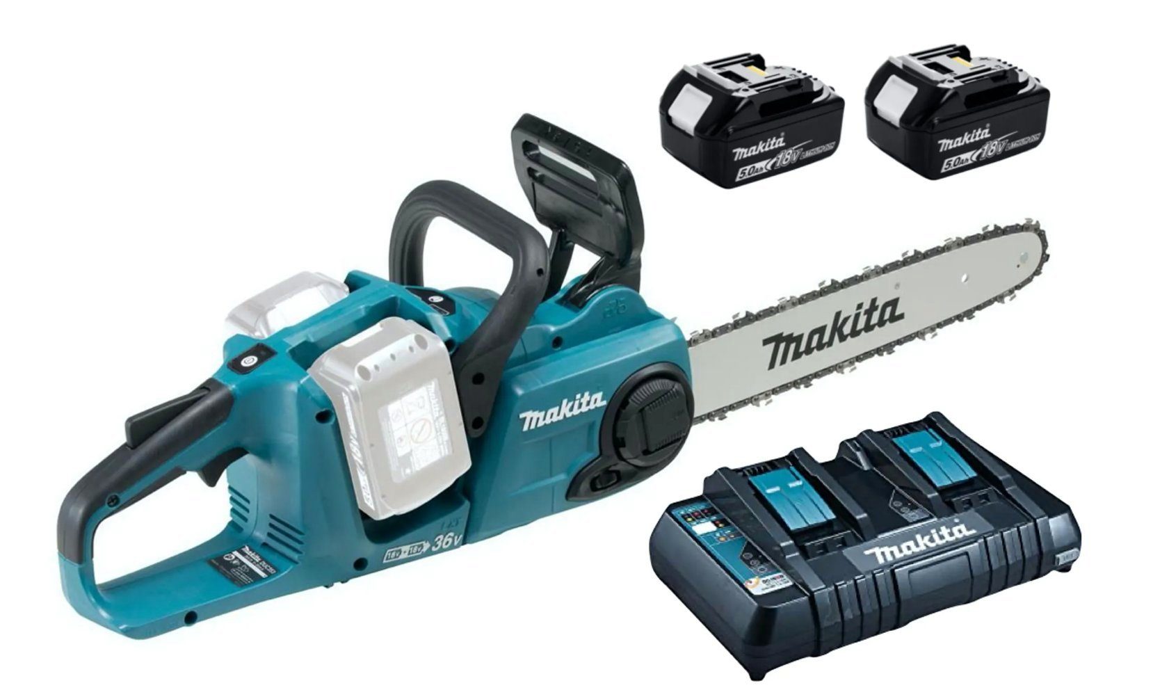 Makita Akku-Kettensäge Makita DUC353PT2 Akku-Kettensäge+2x Akku 5.0Ah+Schnell-Ladegerät