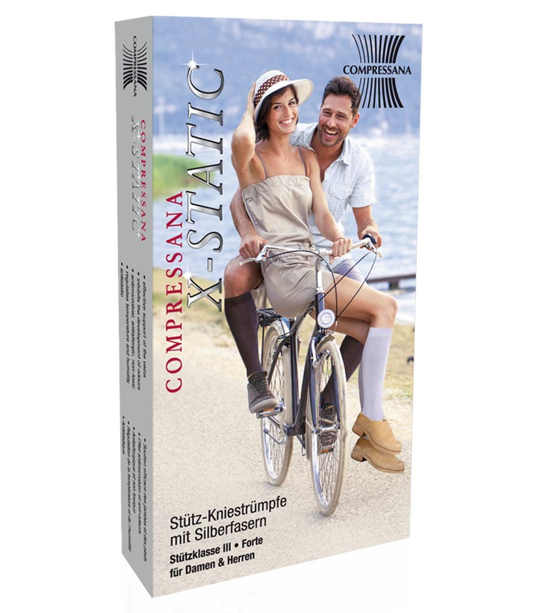 COMPRESSANA Stützkniestrümpfe Stütz Kniestrümpfe mit Silbergarn XSTATIC (1-Paar, 1 Paar) eleganter Alltagshelfer