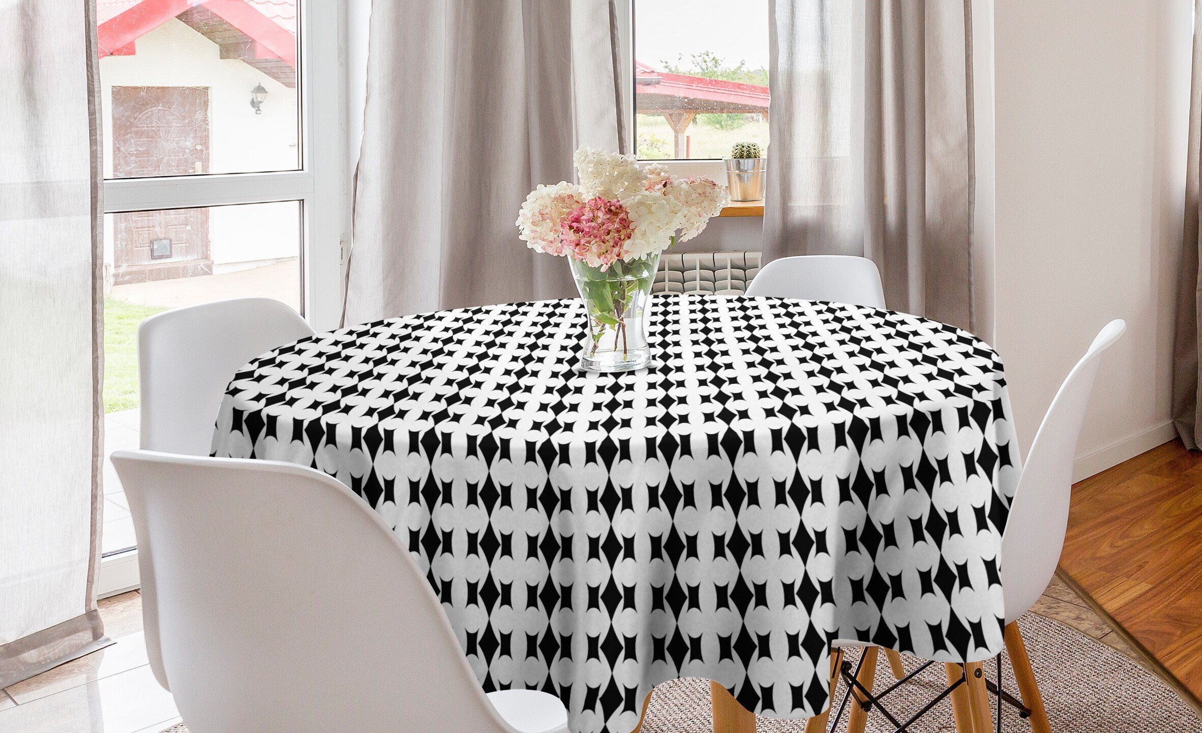 Abakuhaus Tischdecke Kreis Tischdecke Abdeckung für Esszimmer Küche Dekoration, Einfarbig Geometrisches abstraktes Motiv