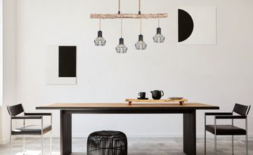 Globo Hängeleuchte Hängeleuchte Esszimmer Hängelampe Wohnzimmer Pendelleuchte Küche, 4 flammig, natur, schwarz, modern, ohne Leuchtmittel, Lichtfarbe ist abhängig vom Leuchtmittel, Pendellampe, Schlafzimmer, Küche, Flur