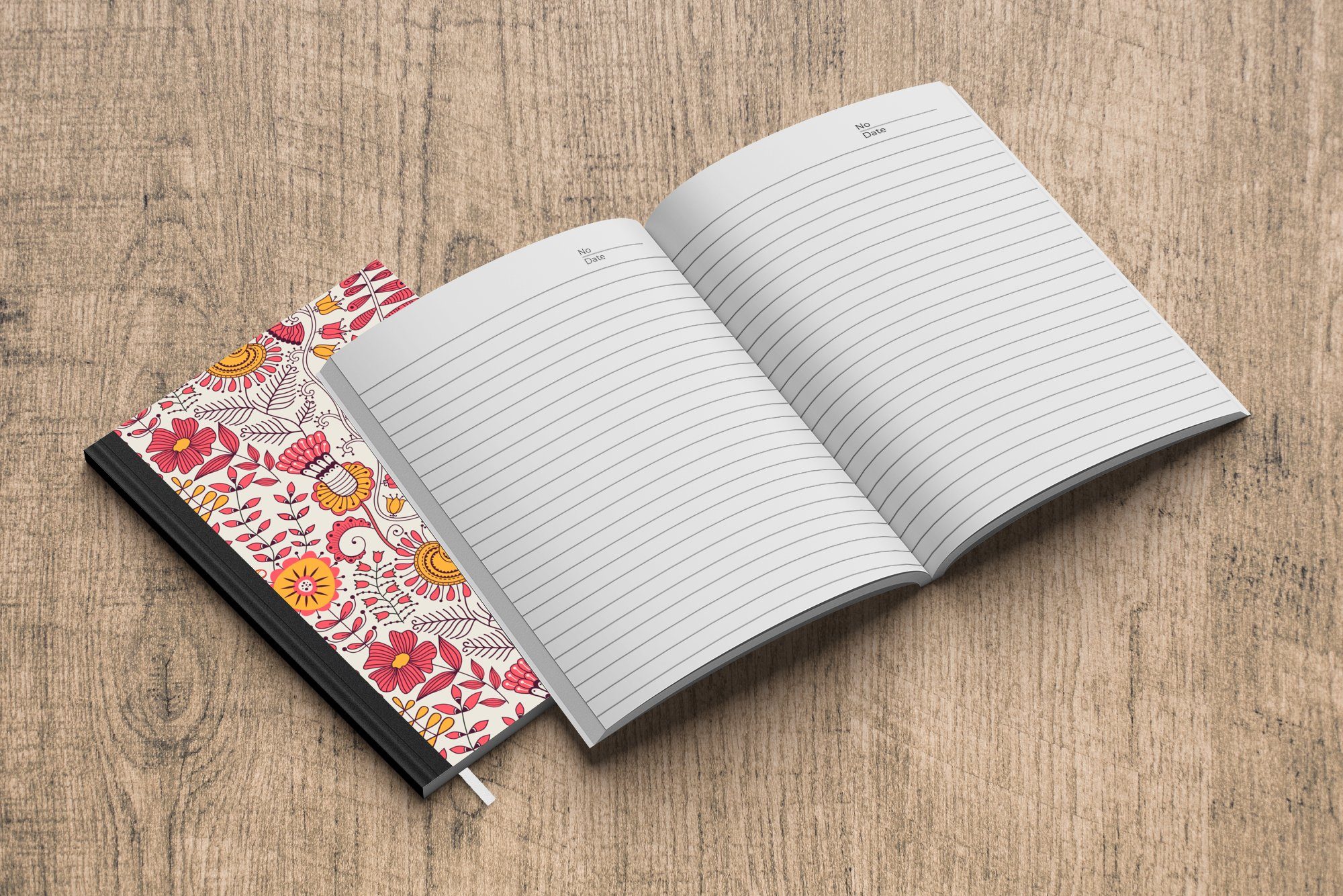 Seiten, MuchoWow 98 - Notizheft, Haushaltsbuch Tagebuch, Journal, A5, Rosa Orange, Notizbuch - Design Merkzettel, Blumen -