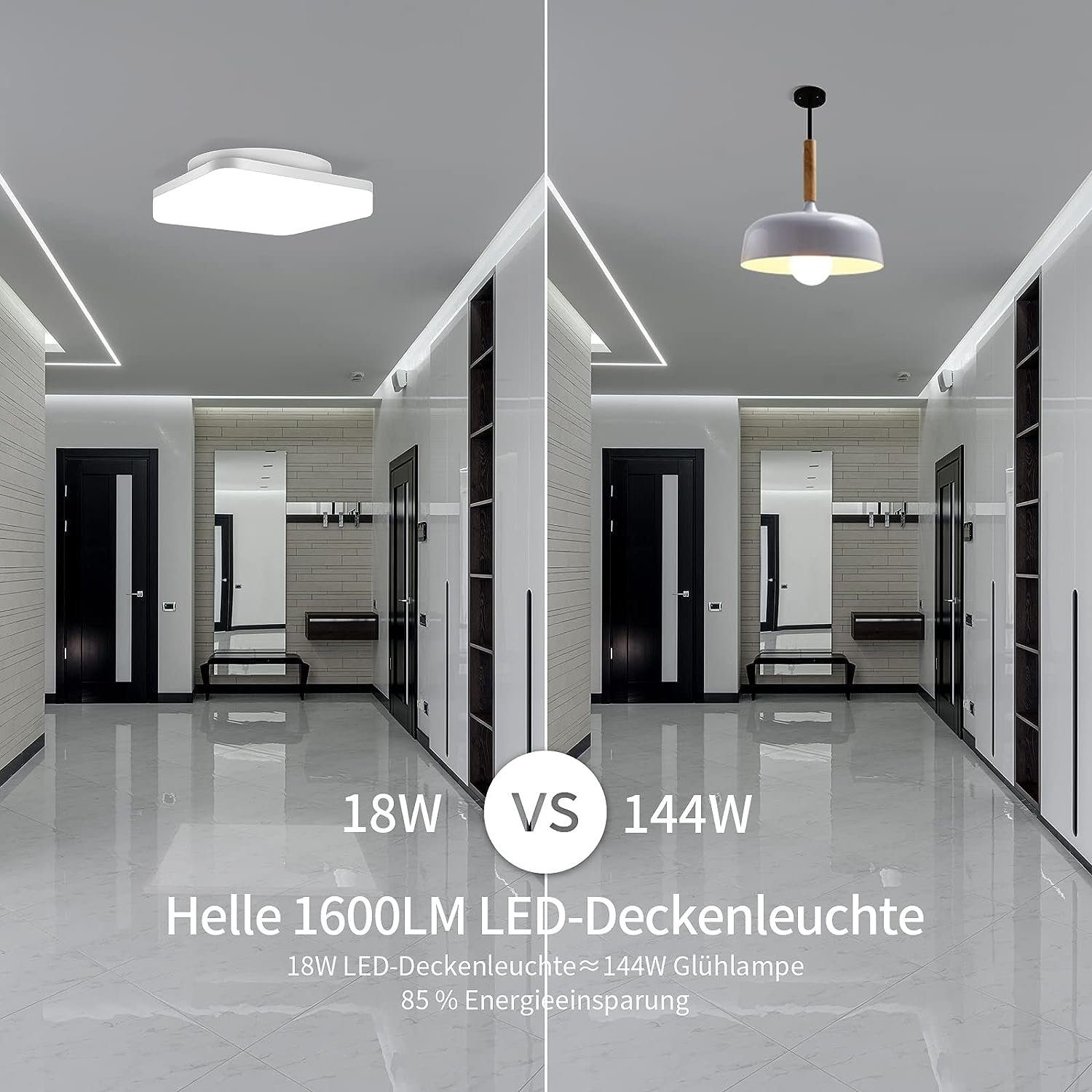 ZMH LED Wasserdicht 3000k-6500k/RGB/5000k IP54 integriert, Deckenleuchte Badezimmer, fest für 5000k, Quadrat LED 80 CRI