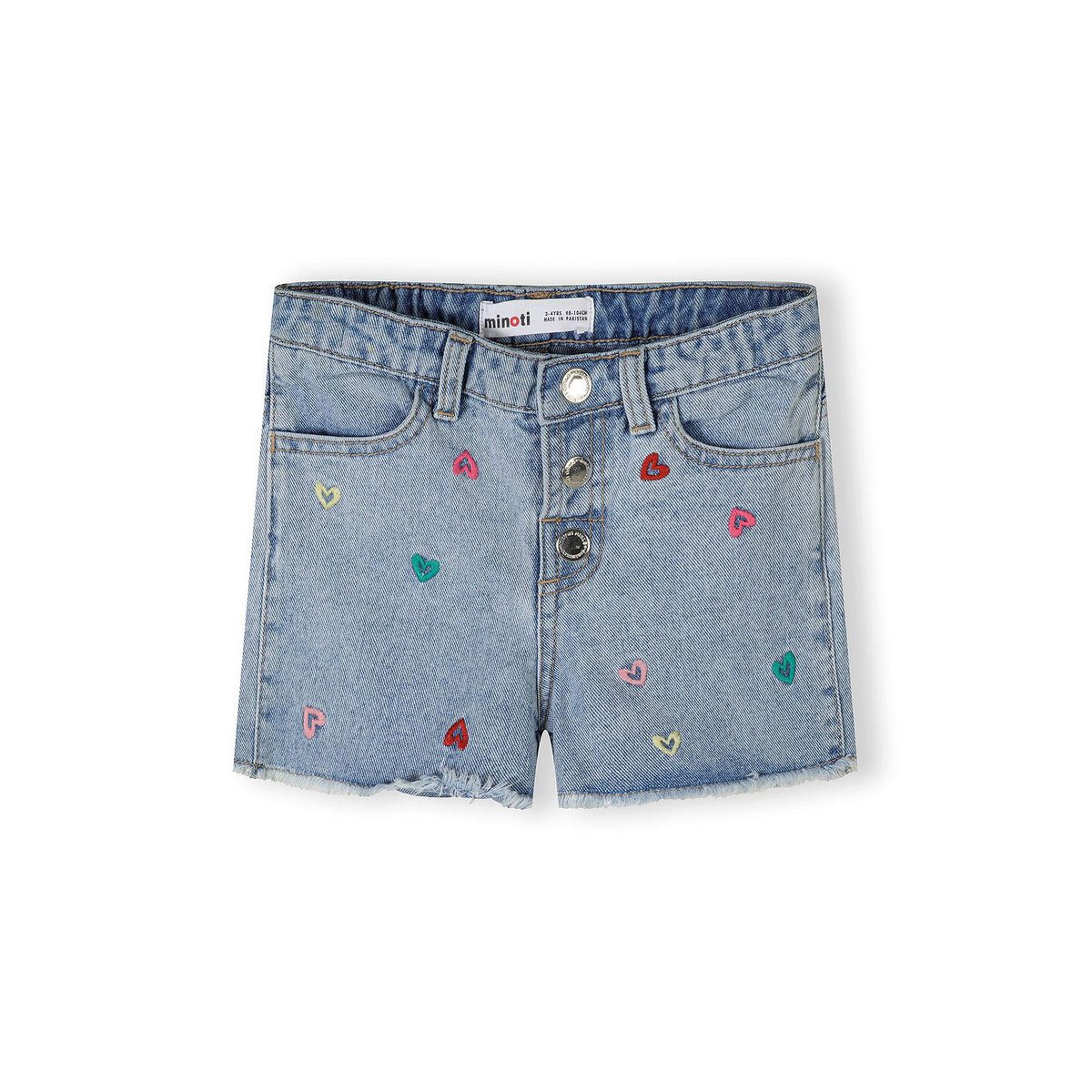 MINOTI Shorts für Mädchen mit Herz-Stickerei