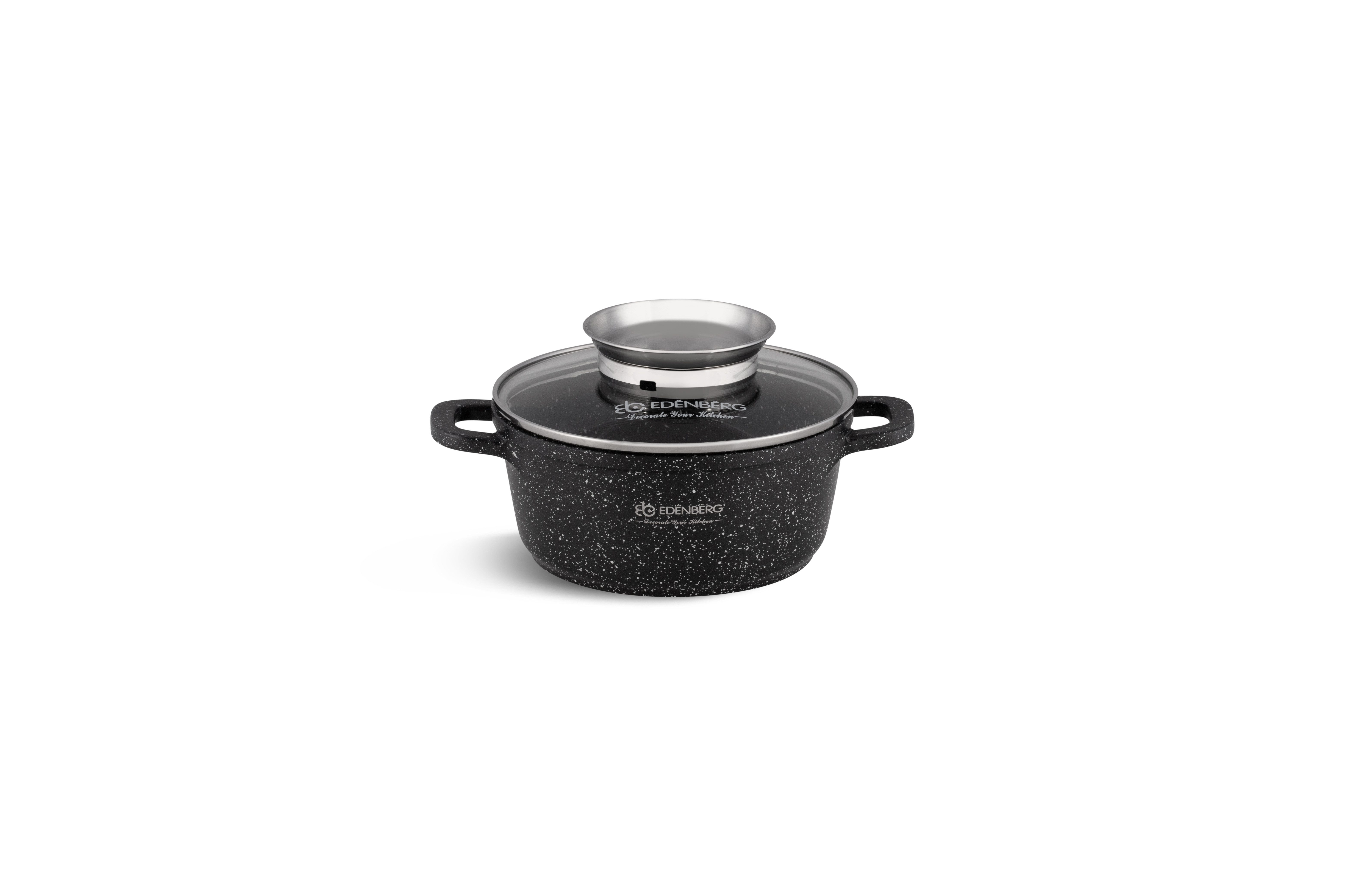 Edenberg Kochtopf Kleiner Topf 1.3L Eiertopf Suppentopf, Milchtopf Steinbeschichtung, Aluminiumguss, Keramik (Sehr hochwertig, 2-tlg., Eine ideale Geschenkidee)