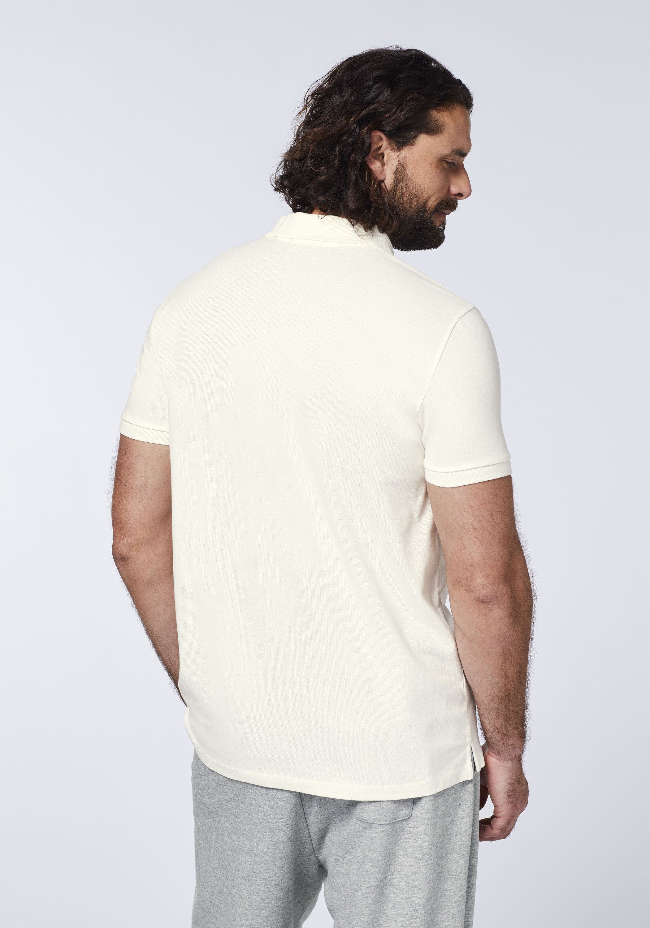 11-4202 in Two-Tone-Optik Piqué 1 White Poloshirt Star Poloshirt Chiemsee aus