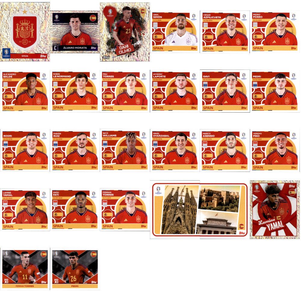 Topps Sammelkarte UEFA EURO 2024 Germany - Sammelsticker - Mannschaftspaket - Spanien