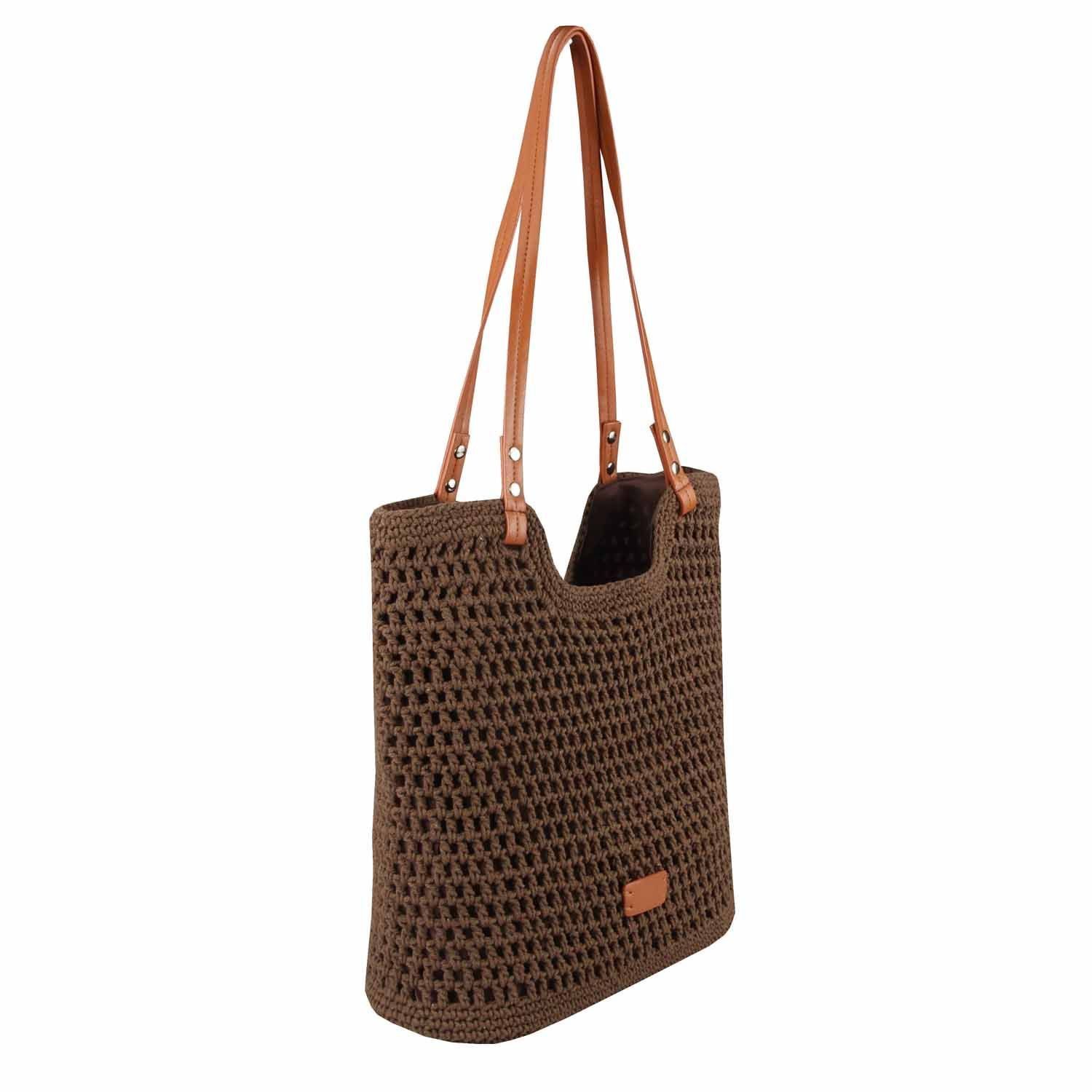 ITALYSHOP24 Schultertasche DAMEN TASCHE Boho Shopper Strohtasche Tote Bag Geflecht Häkeltasche, Textil Basttasche Strand Retro Freizeit Urlaub Sommer Beuteltasche