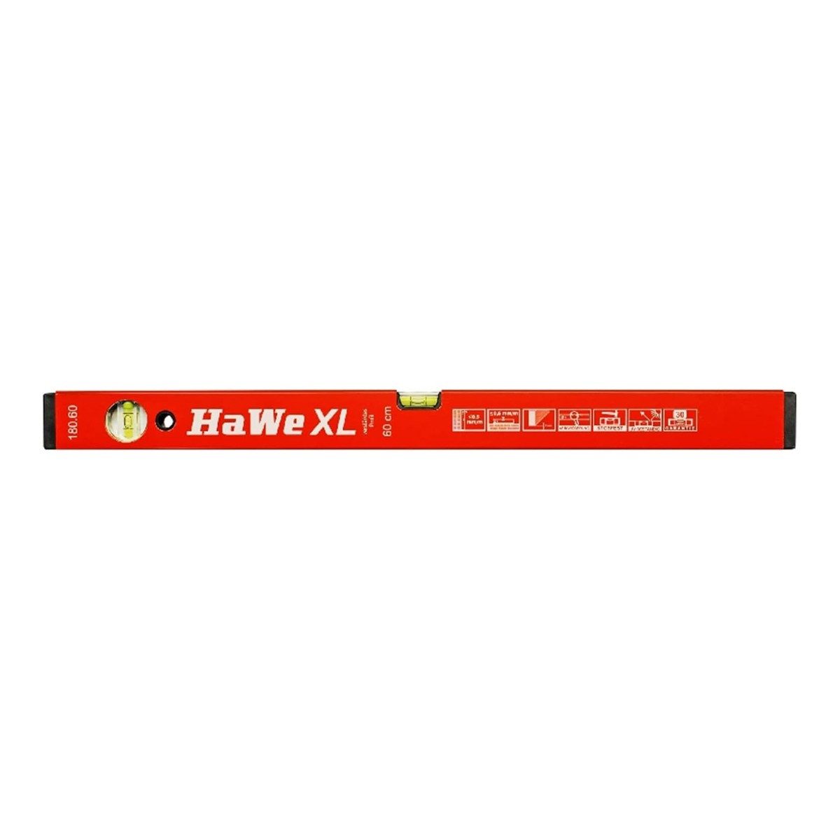 HaWe Wasserwaage HaWe Wasserwaage 40 cm Aluminium 2 Libellen 0,5 mm m Schlagfest, XL 40cm Alu Messwerkzeug Winkelmesser mit