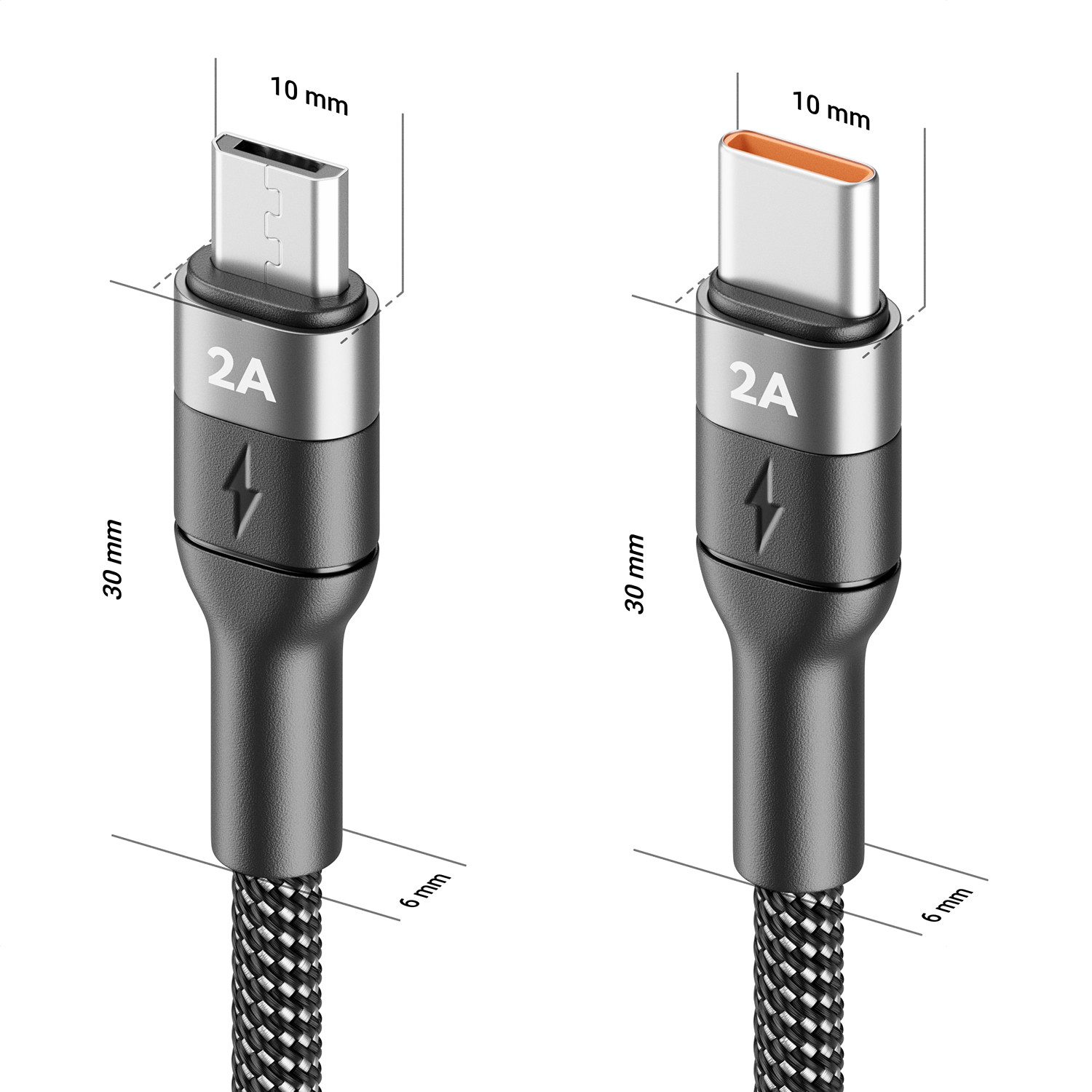 deleyCON 1,5m USB 2.0 Micro USB Kabel Ladekabel Datenkabel USB-C auf Micro USB USB-Kabel