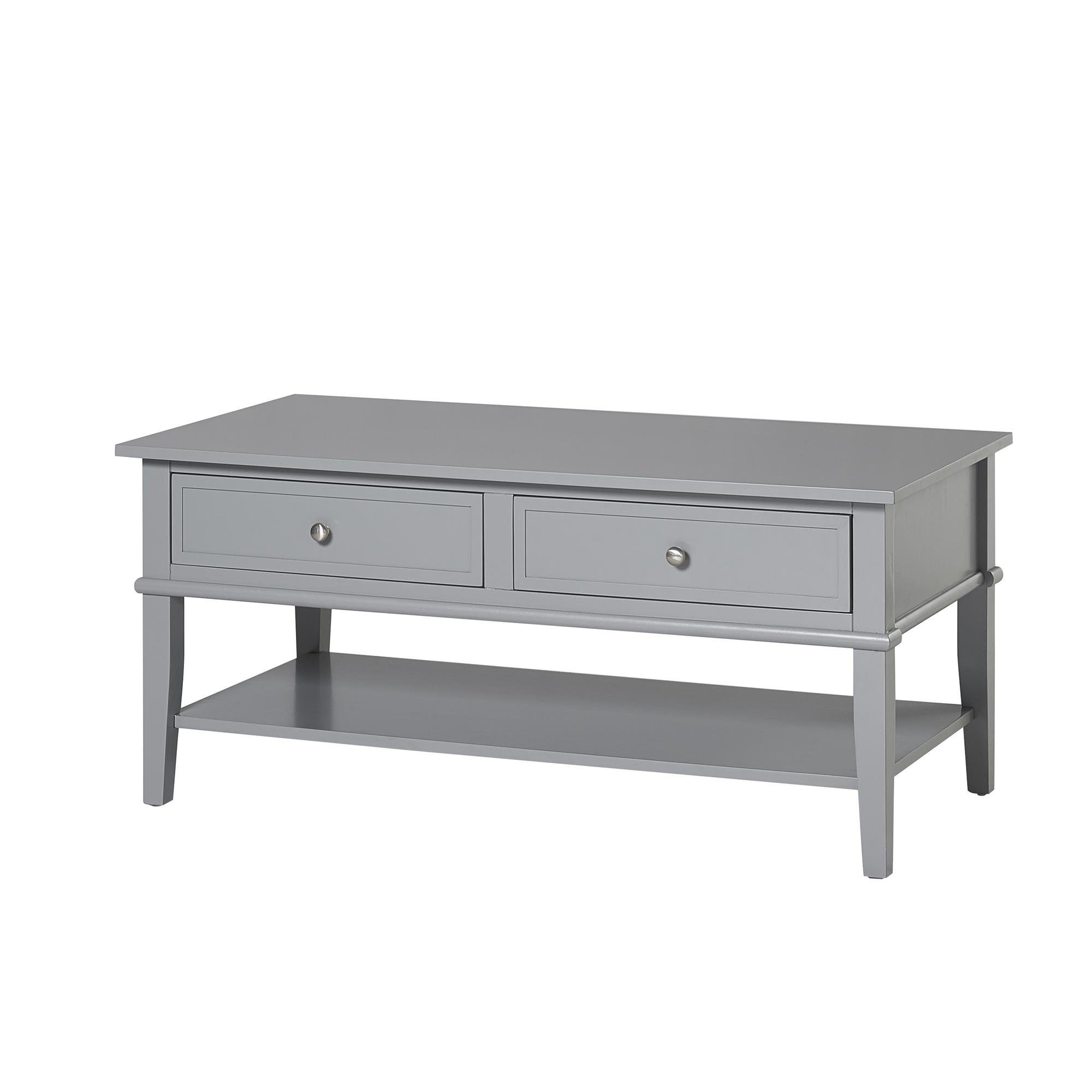 mit Franklin, Couchtisch Schubladen, loft24 Breite Wohnzimmertisch 104,5 2 cm grau Landhaus,