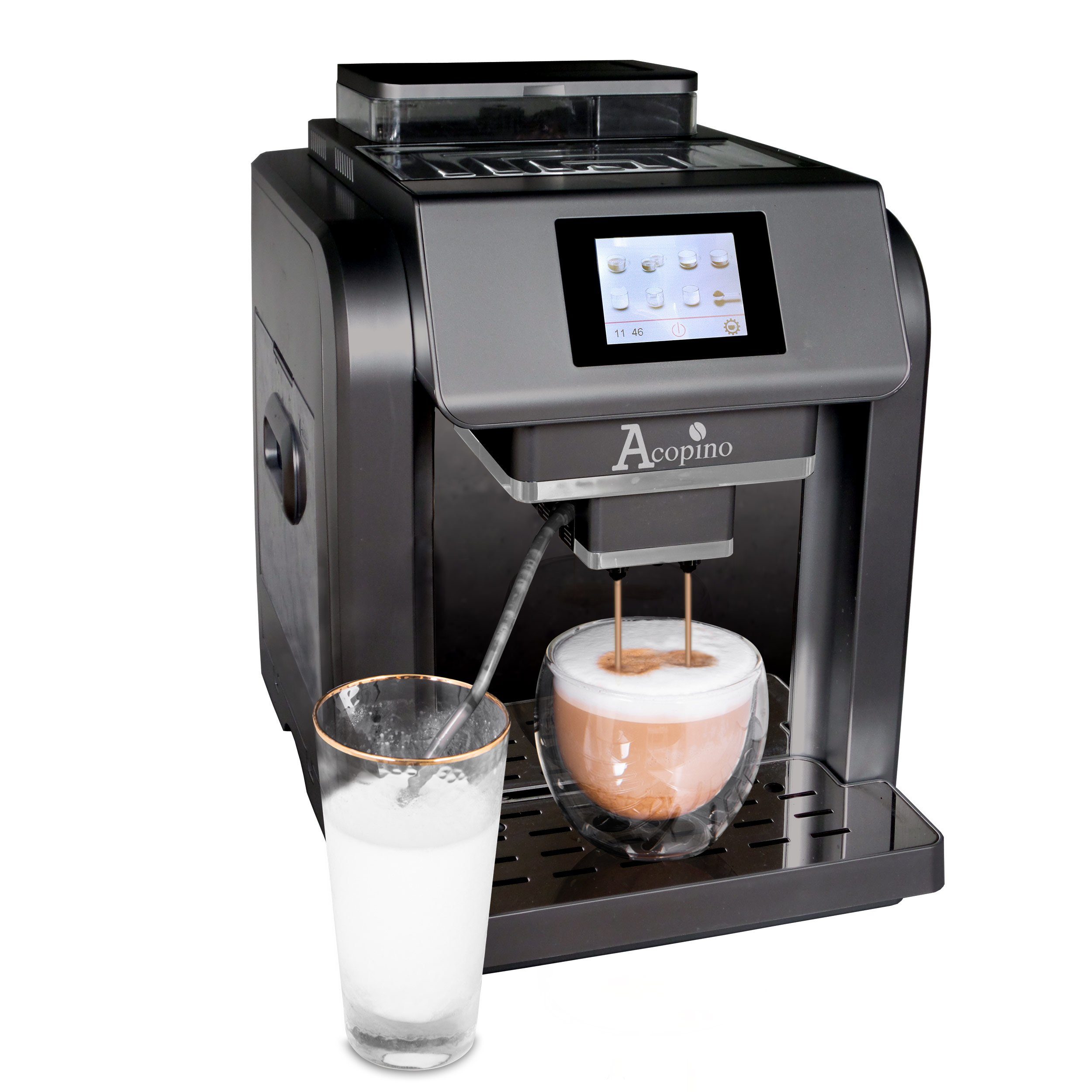 Acopino Kaffeevollautomat Monza One Touch, Besonders einfache Kaffeeherstellung durch One-Touch-Bedienung Anthrazit