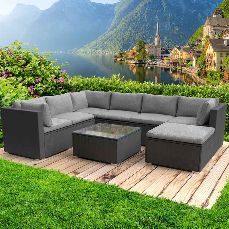 BRAST Gartenlounge-Set Luxus für 6 Personen inkl. extra Dicke Kissen, TÜV geprüft Outdoor Loungemöbel Sitzgruppe Essgruppe Garnitur