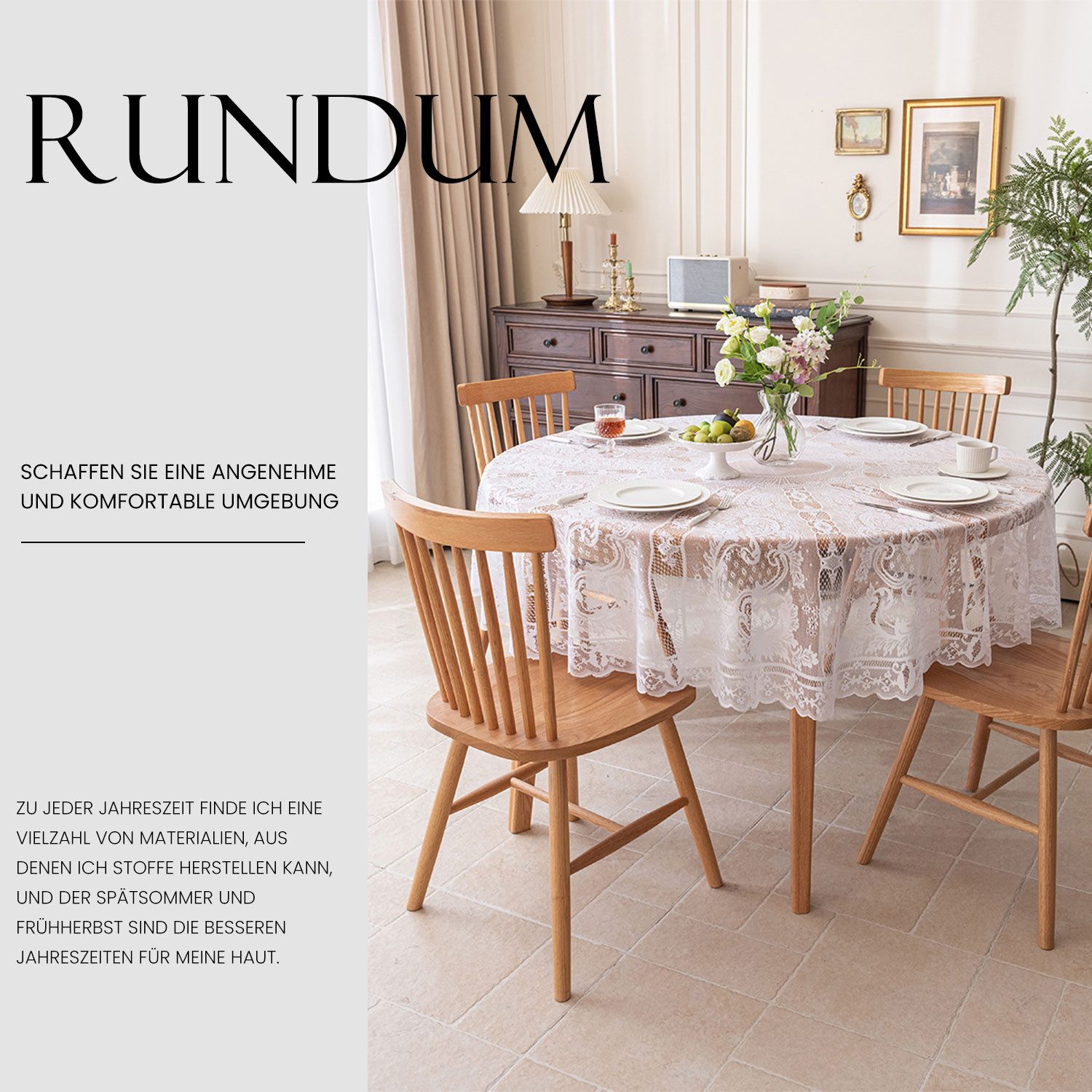 Refttenw Tischdecke Spitzentischdecke Rund,Vintage Tischdekoration,180cm günstig online kaufen
