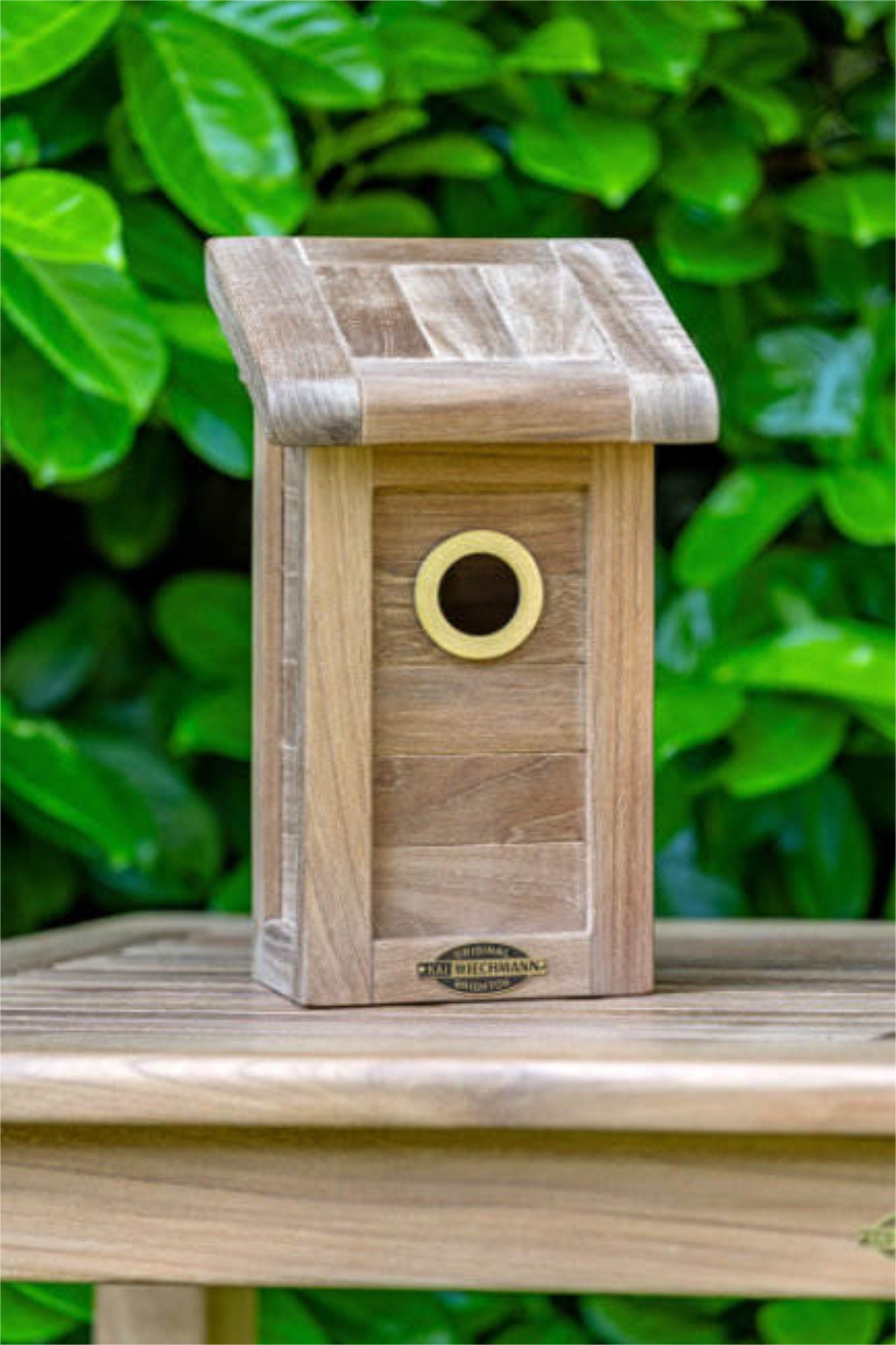 Kai Wiechmann Nistkasten Premium Teak Brutkasten für Gartenvögel als wetterfestes Vogelhaus, unbehandeltes Teakholz und abnehmbares Dach