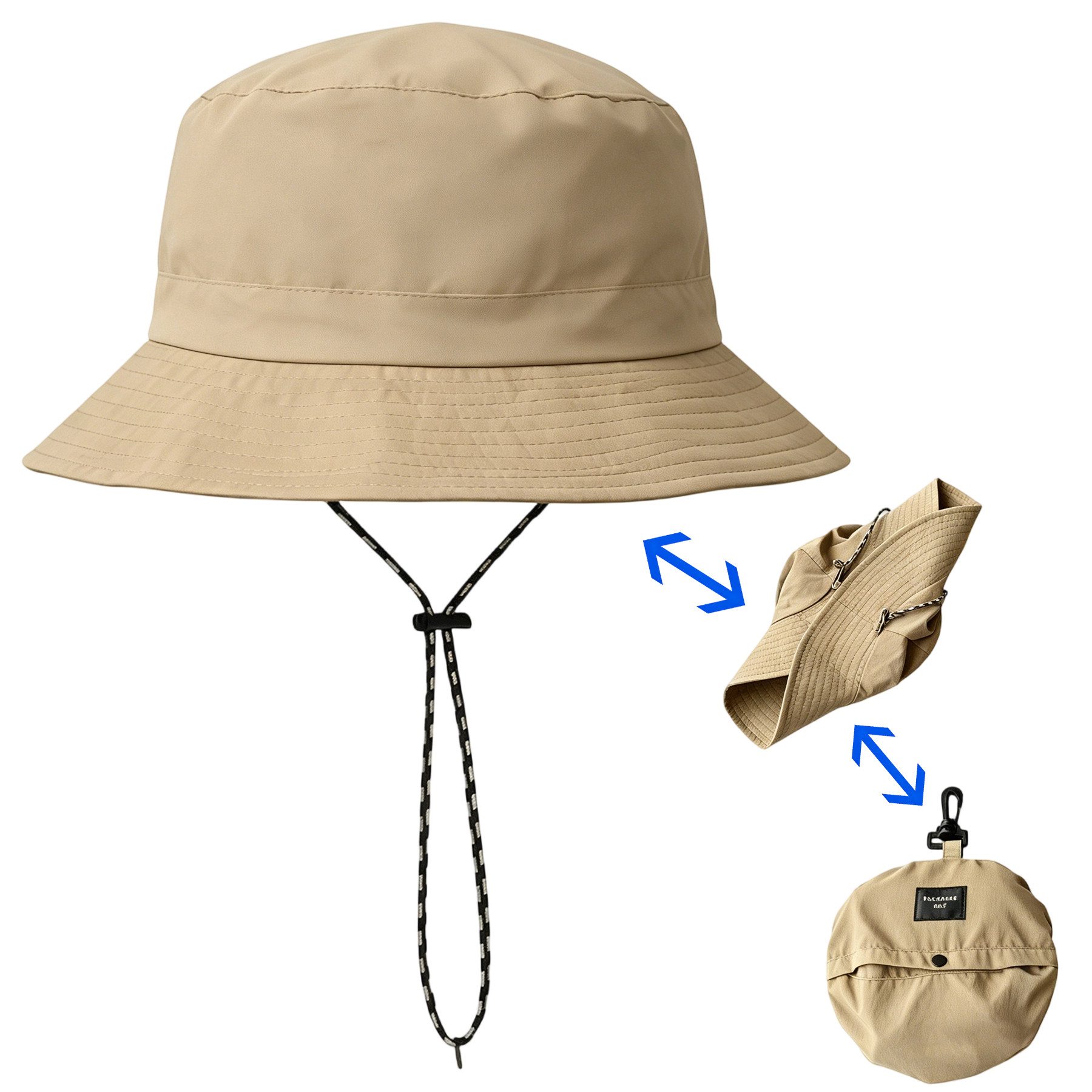 Mutig Fischerhut Sonnenhut Damen Herren, Wasserdichter Fischerhut mit Kinnriemen (UV Schutz Sommer Hut, Faltbar und Schnell trocknend, Leichter Outdoor Regenhut) für Wandern, Strand und Reisen