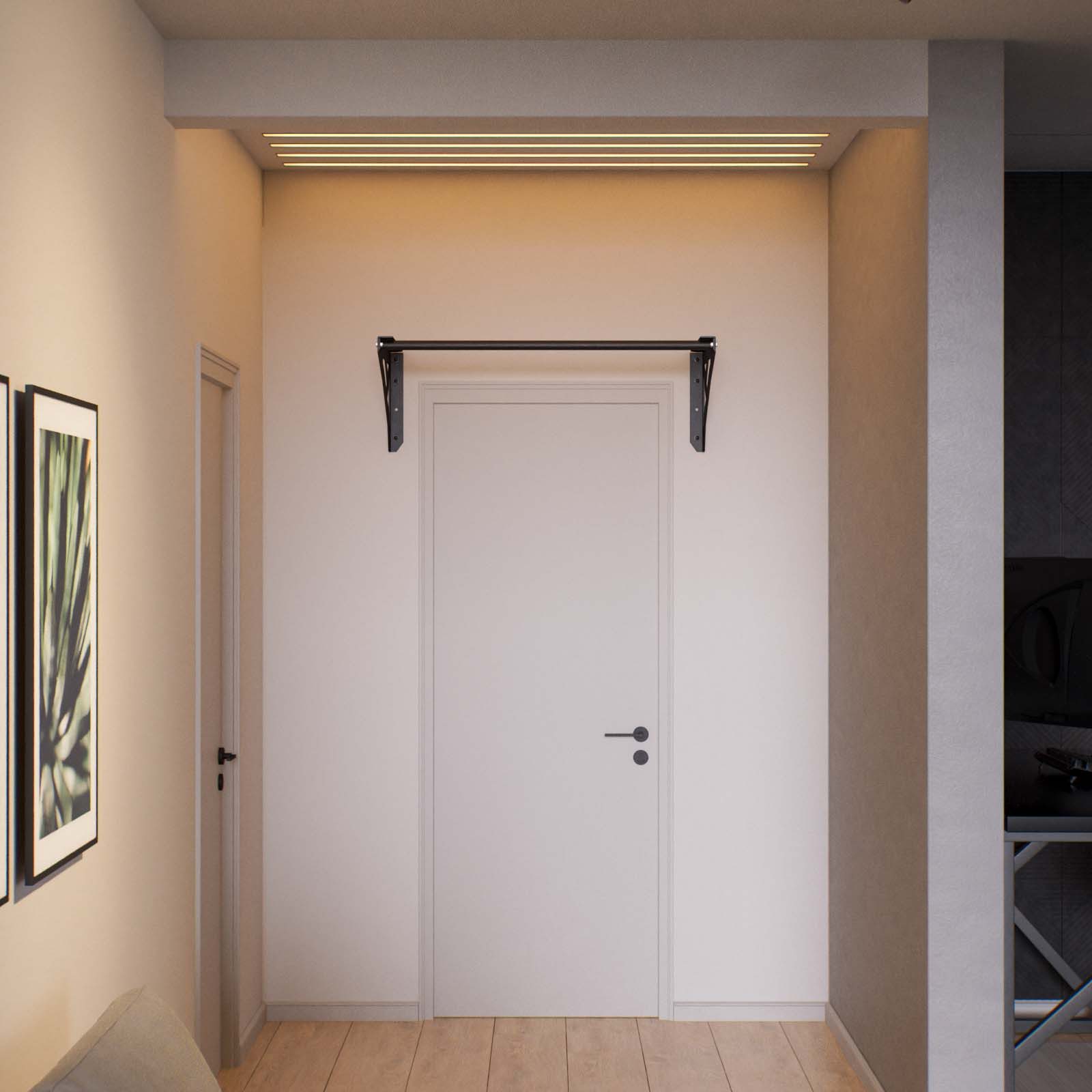 QLS Klimmzugstange 110 cm bis 200 kg Tragkraft, Schwarz Stahl pulverbeschichtet Wandmontage Professionell – Bild 5 von 5