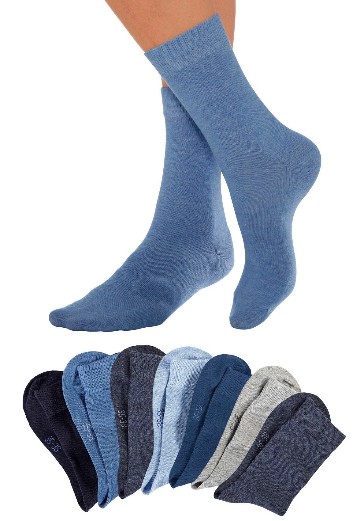 Lavana Basicsocken Damensocken meliert und uni (Packung, 7-Paar, Gr. 35-38 bis 39-42) mit druckfreiem Bündchen – Bild 5 von 5