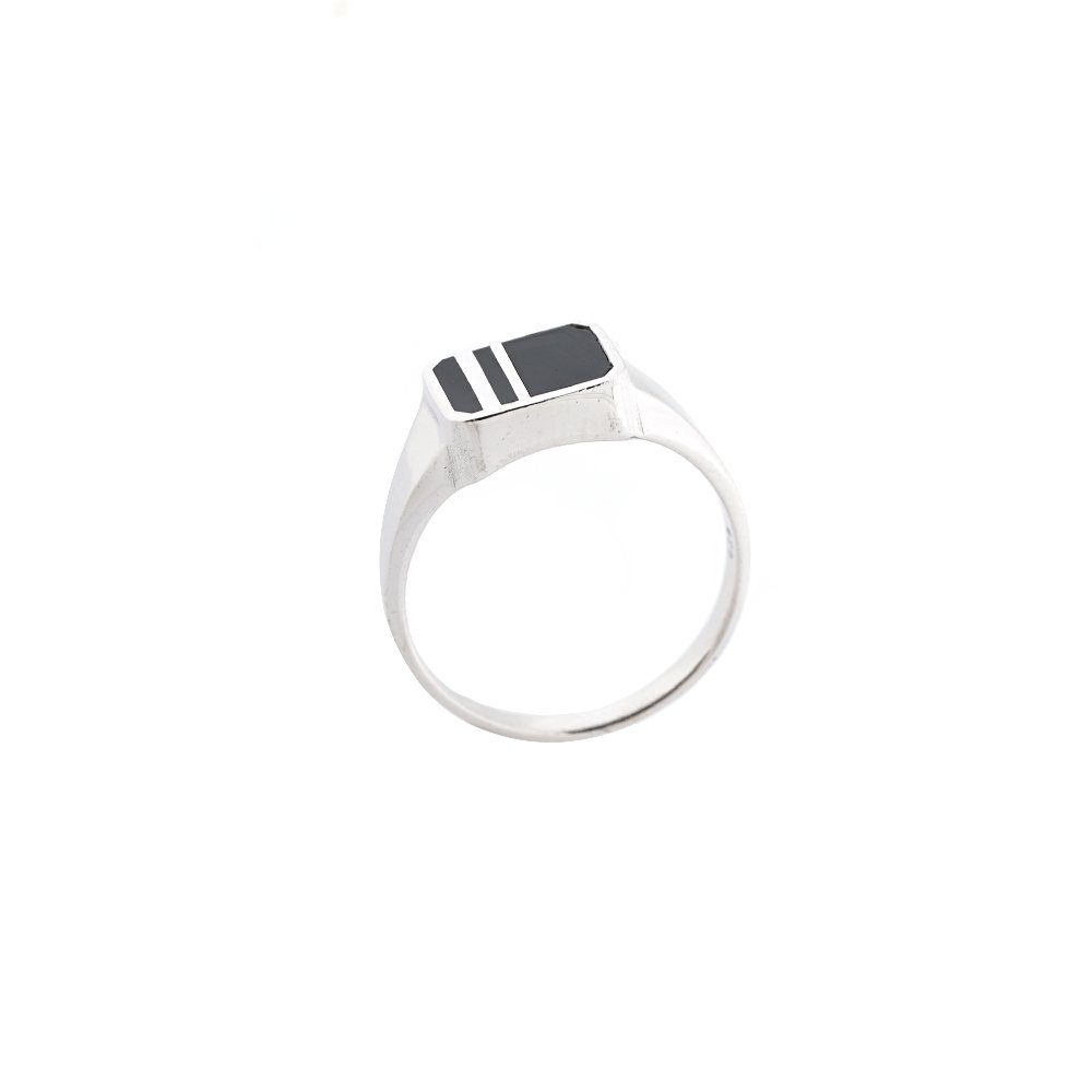 Golders Silberring Quadratischer Herrenring aus 925 Silber (Set, 1-tlg), Herren Silber Schmuck Freundschaft / Partner