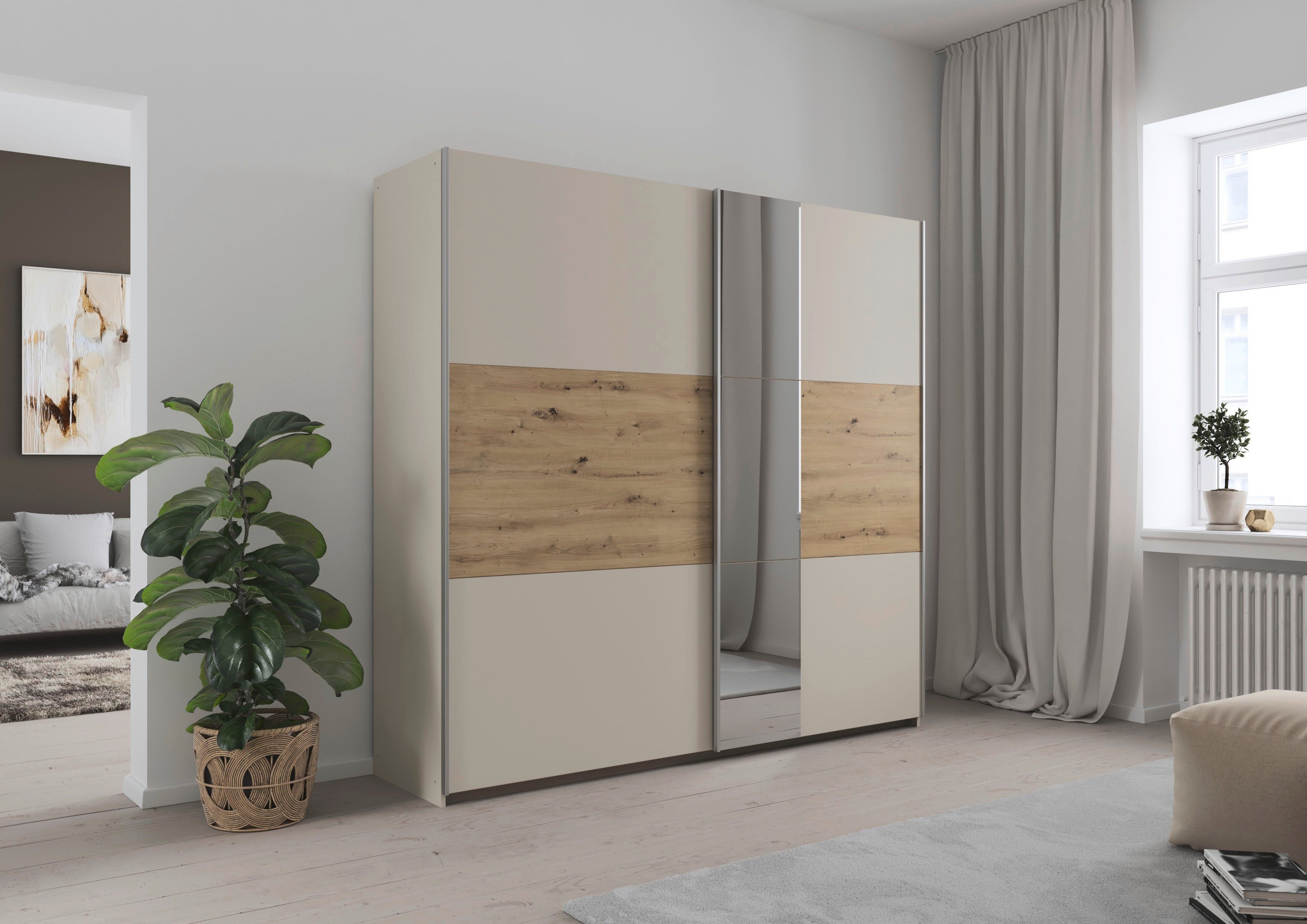 OTTO home Kleiderschrank Mehrzweckschrank Aktenschrank Möbel Mietswohnung TOPSELLER ASTANA (3 Ausstattungen BASIC/CLASSIC/PREMIUM (inkl. SOFT-CLOSE-FUNKTION) mit 3 Spiegelelementen, Metallgriffleisten alufarbig MADE IN GERMANY
