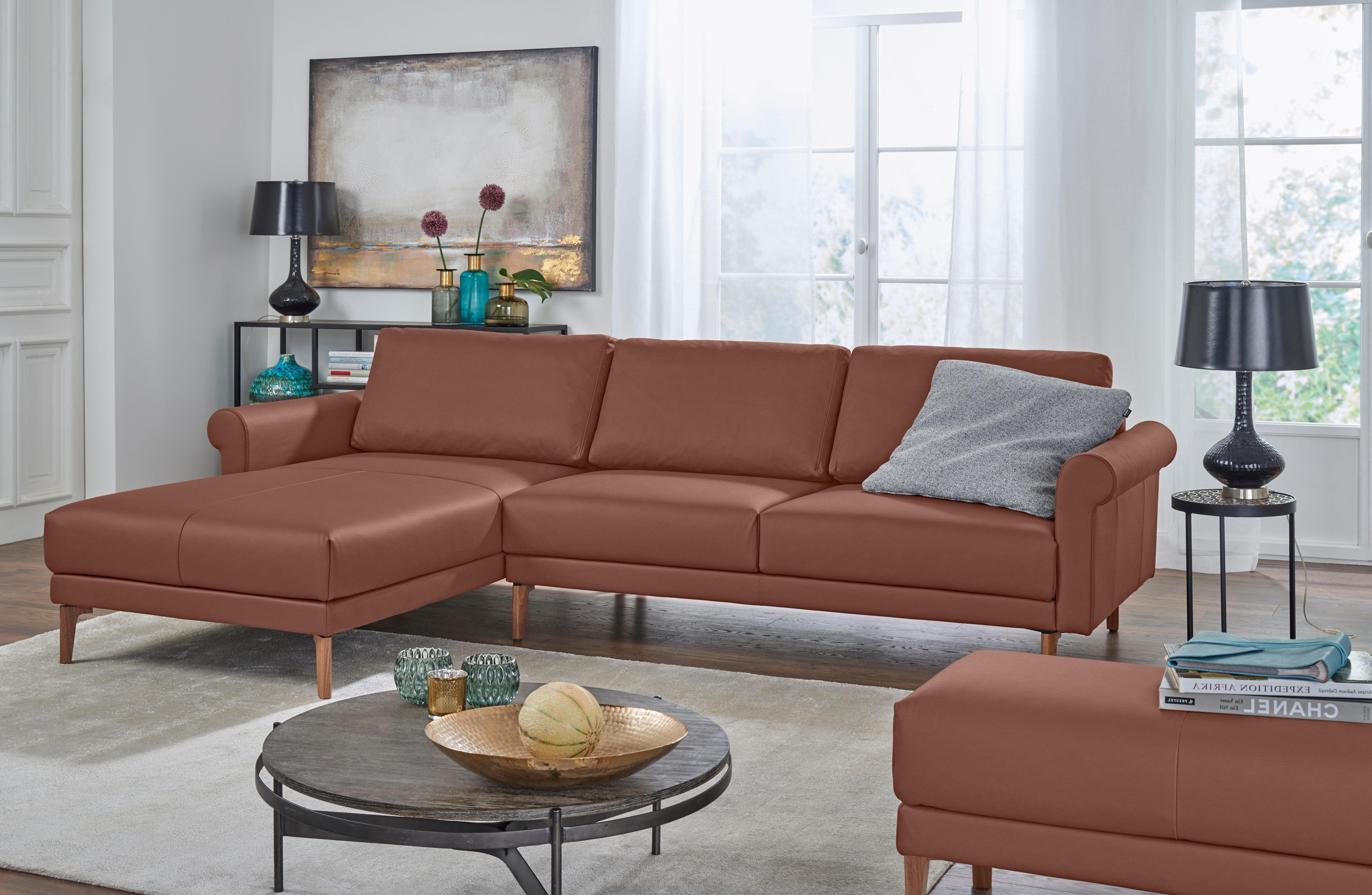 hülsta sofa Ecksofa hs.450, Armlehne Landhaus, 282 cm, modern Nussbaum Fuß Schnecke Breite