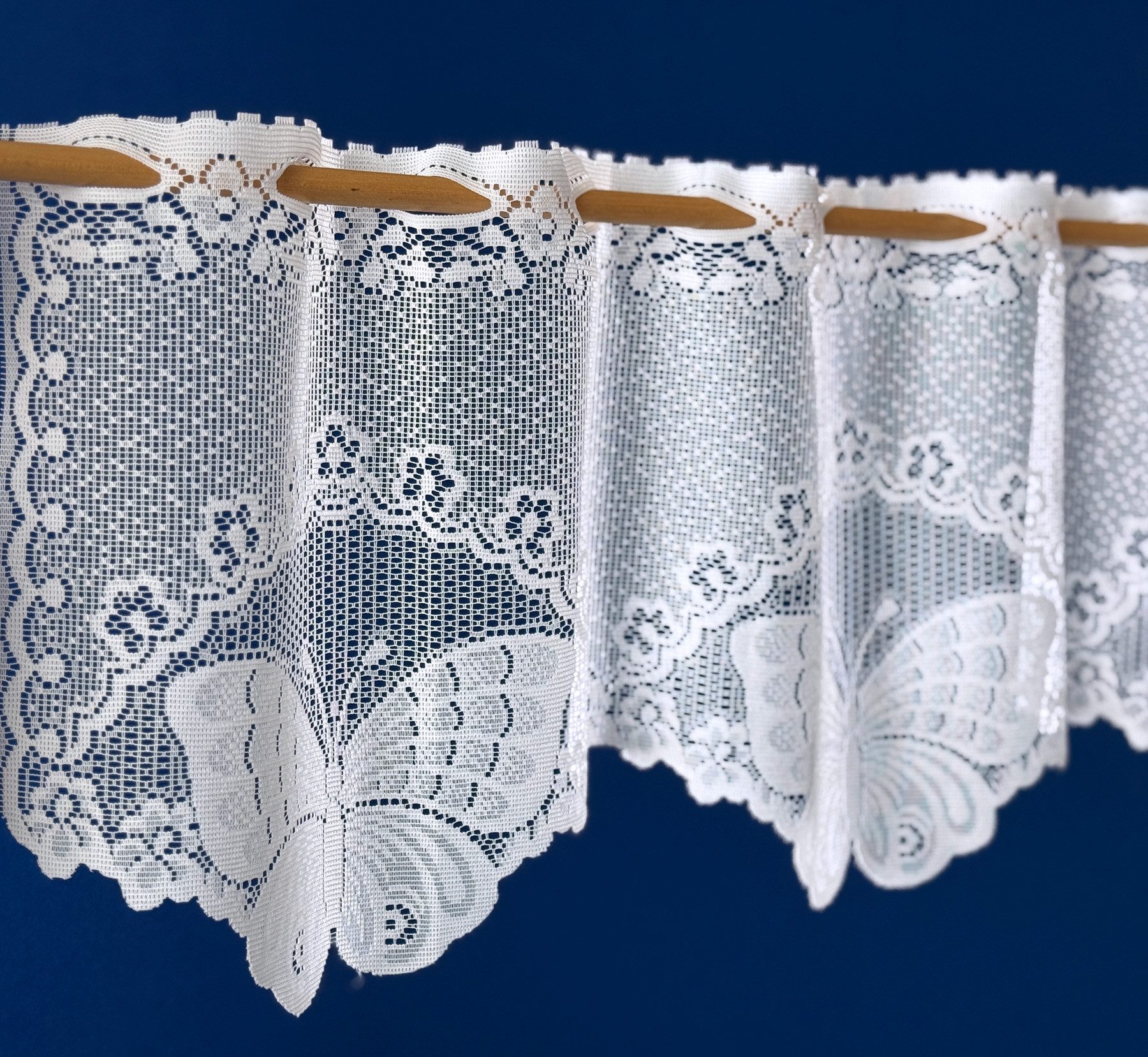 heimtexland Scheibengardine Jacquard Gardine weiß Schmetterling Fensterdeko günstig online kaufen