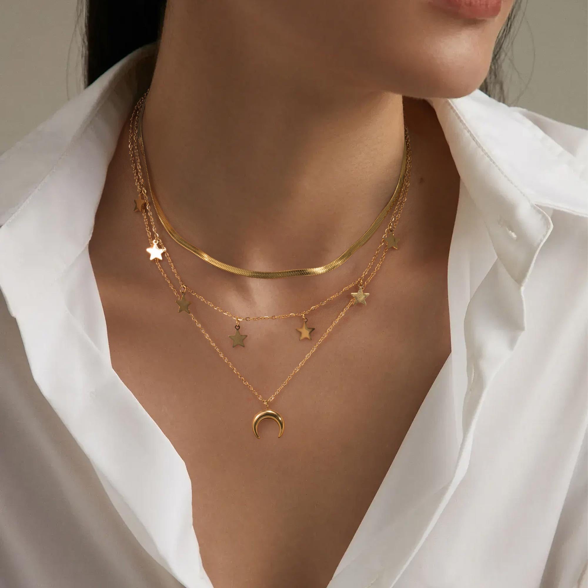 Edelstahlkette Personalisierte Frauen Halskette Quaste Stacking Halskette Frauen