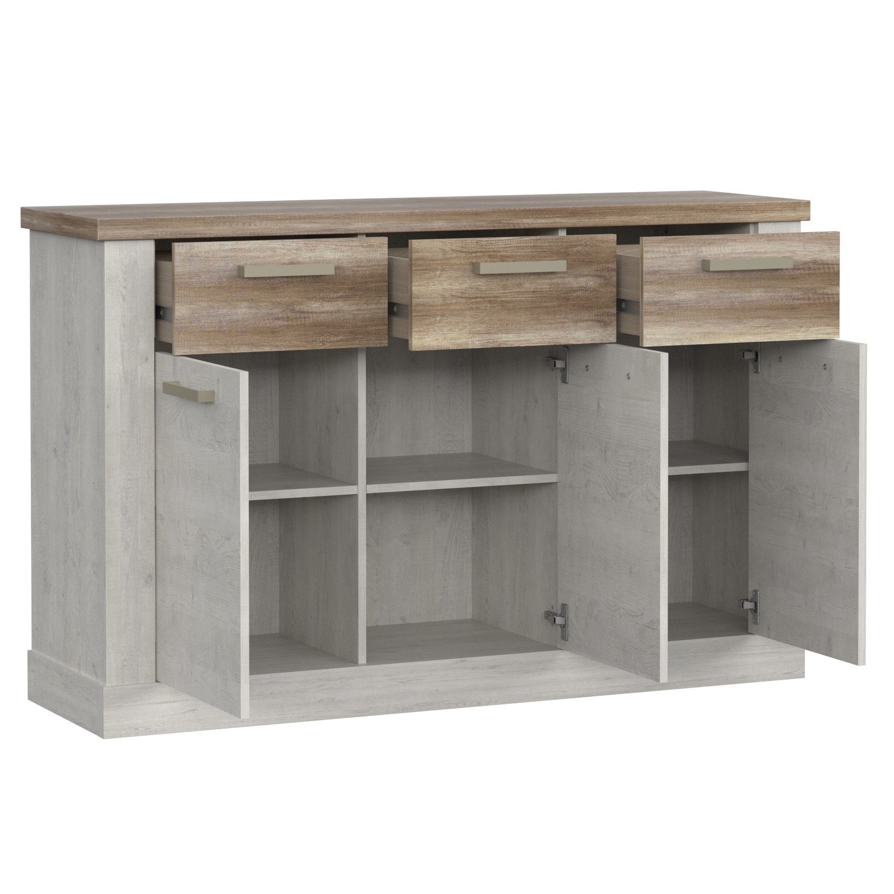 Newroom Sideboard Coby, Sideboard Pinie Weiß Modern Kommode Highboard Wohnzimmer