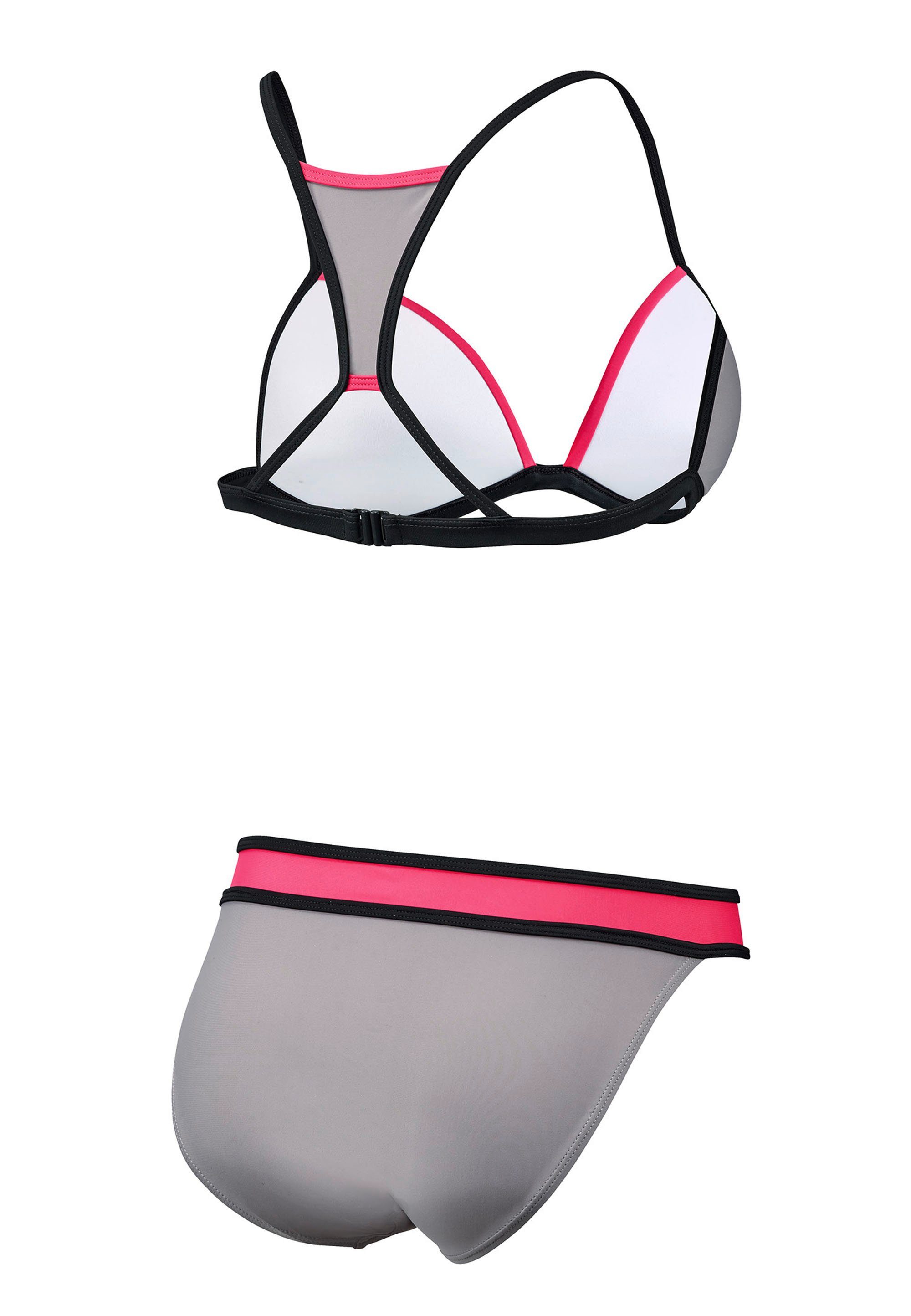 BECO Mädchen Bikini Oberteil Schwarz/Bunt - Riemchen Bikini Größe 140 | Schnelltrocknend