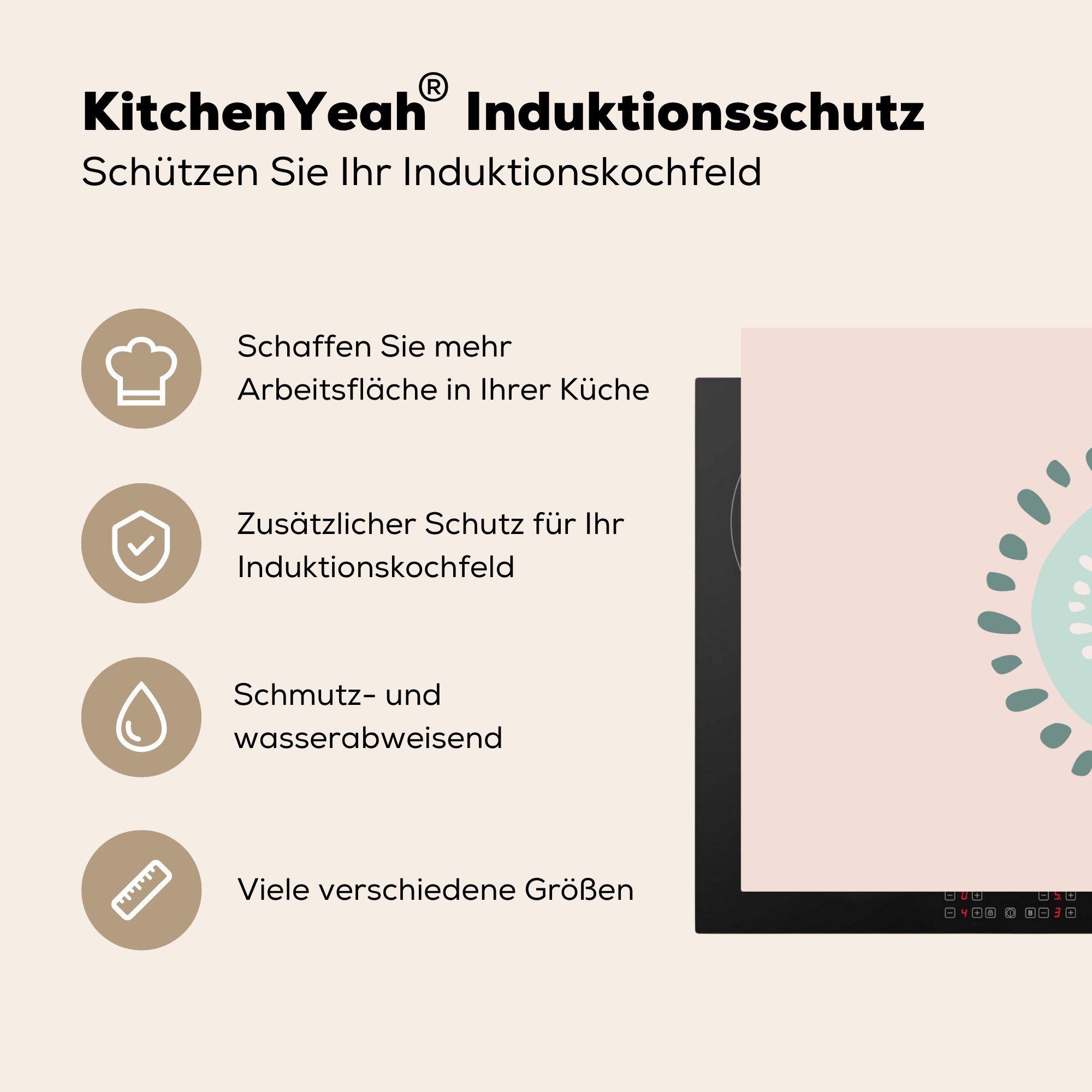 Sommer cm, Kiwi küche, Schutz MuchoWow Vinyl, für Induktionskochfeld - (1 Herdblende-/Abdeckplatte - tlg), 81x52 Abstrakt, die Ceranfeldabdeckung