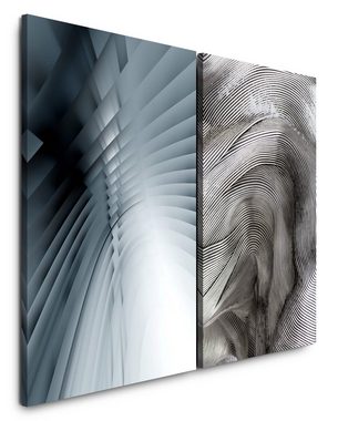 Sinus Art Leinwandbild 2 Bilder je 60x90cm Abstrakt Wellen Schwingung Vibration Dekorativ Modern Energie