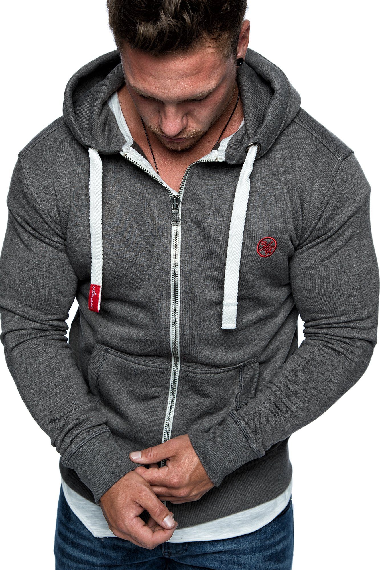Amaci&Sons Kapuzenpullover TALLAHASSEE Herren Zipper Hoodie Herren Basic Kontrast Sweatjacke Pullover Hoodie Sweatshirt