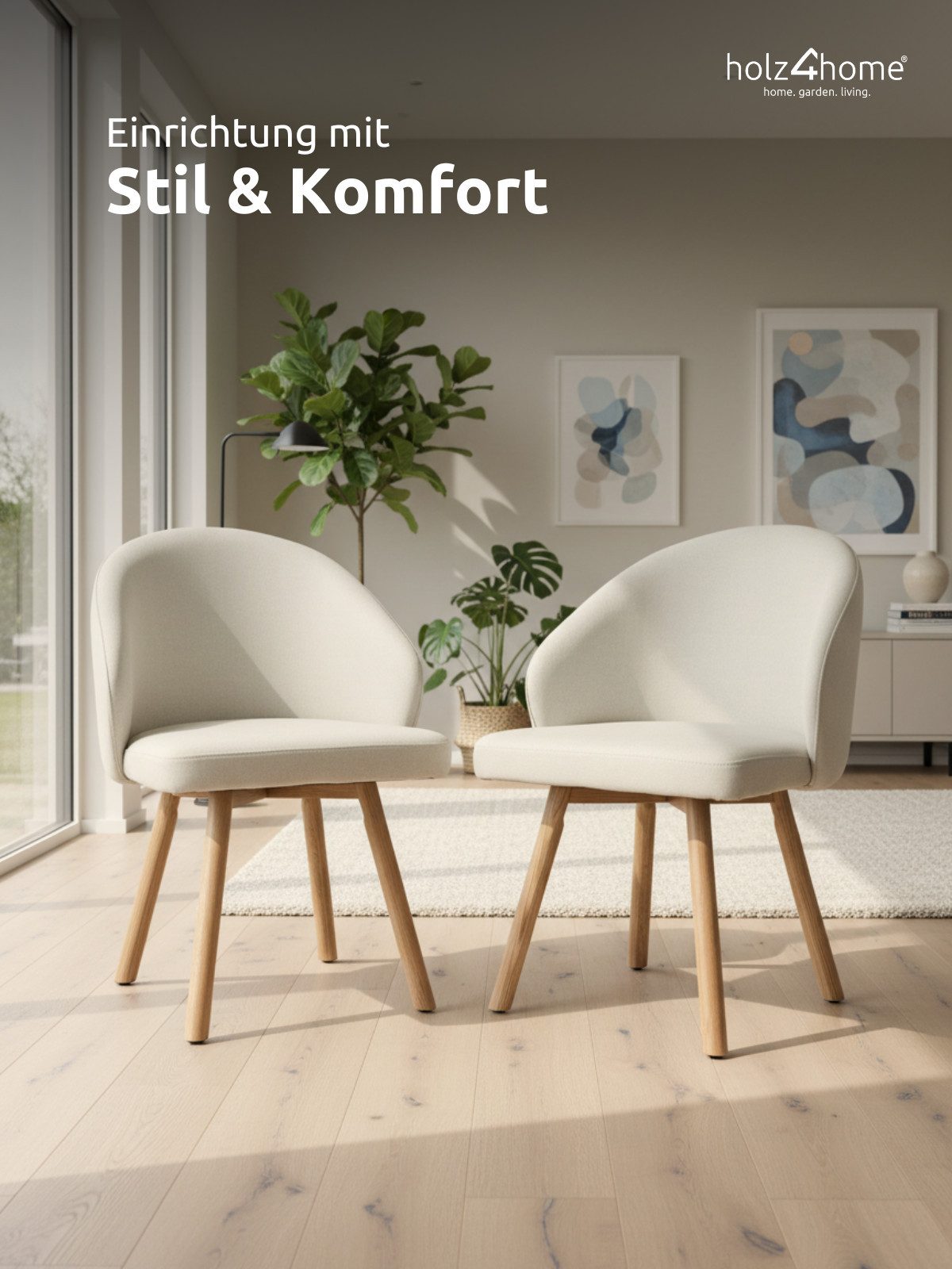 holz4home® Esszimmerstuhl 2er Set Wohnzimmerstuhl I Stuhl Gepolstert mit Be günstig online kaufen