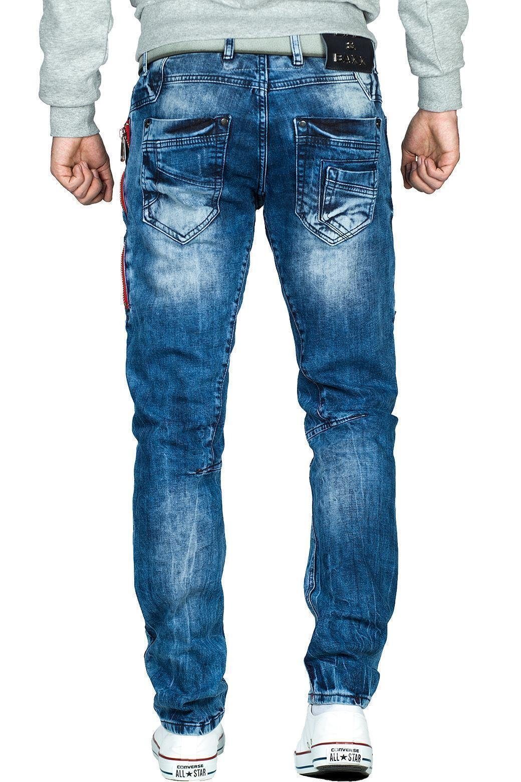 Cipo & Stonewashed Hose Regular-fit-Jeans BA-CD478 mit Ziernähten Cargo Baxx