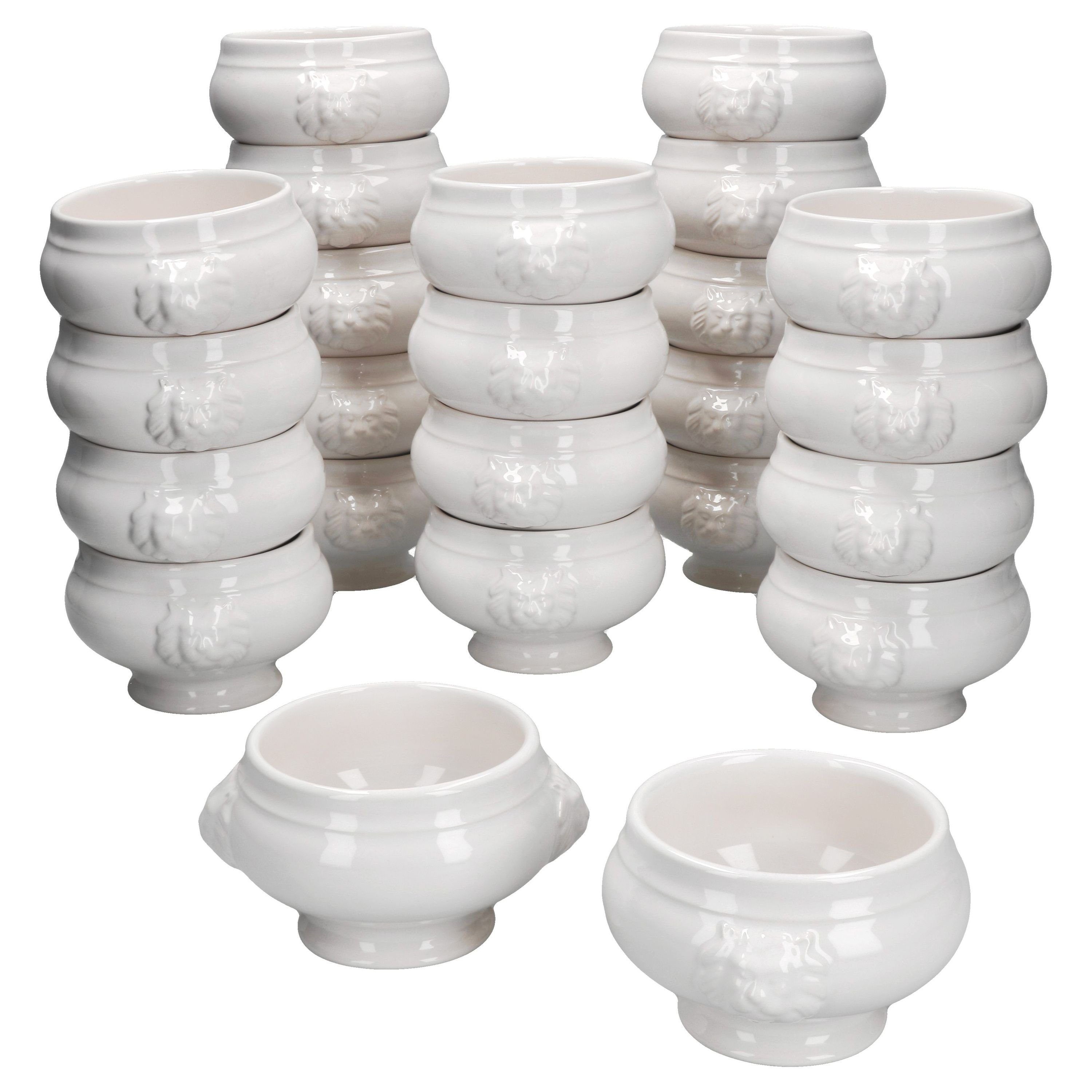 MamboCat Suppenschüssel 24x LEO Löwenkopf-Terrinen 250ml weiß, Steingut