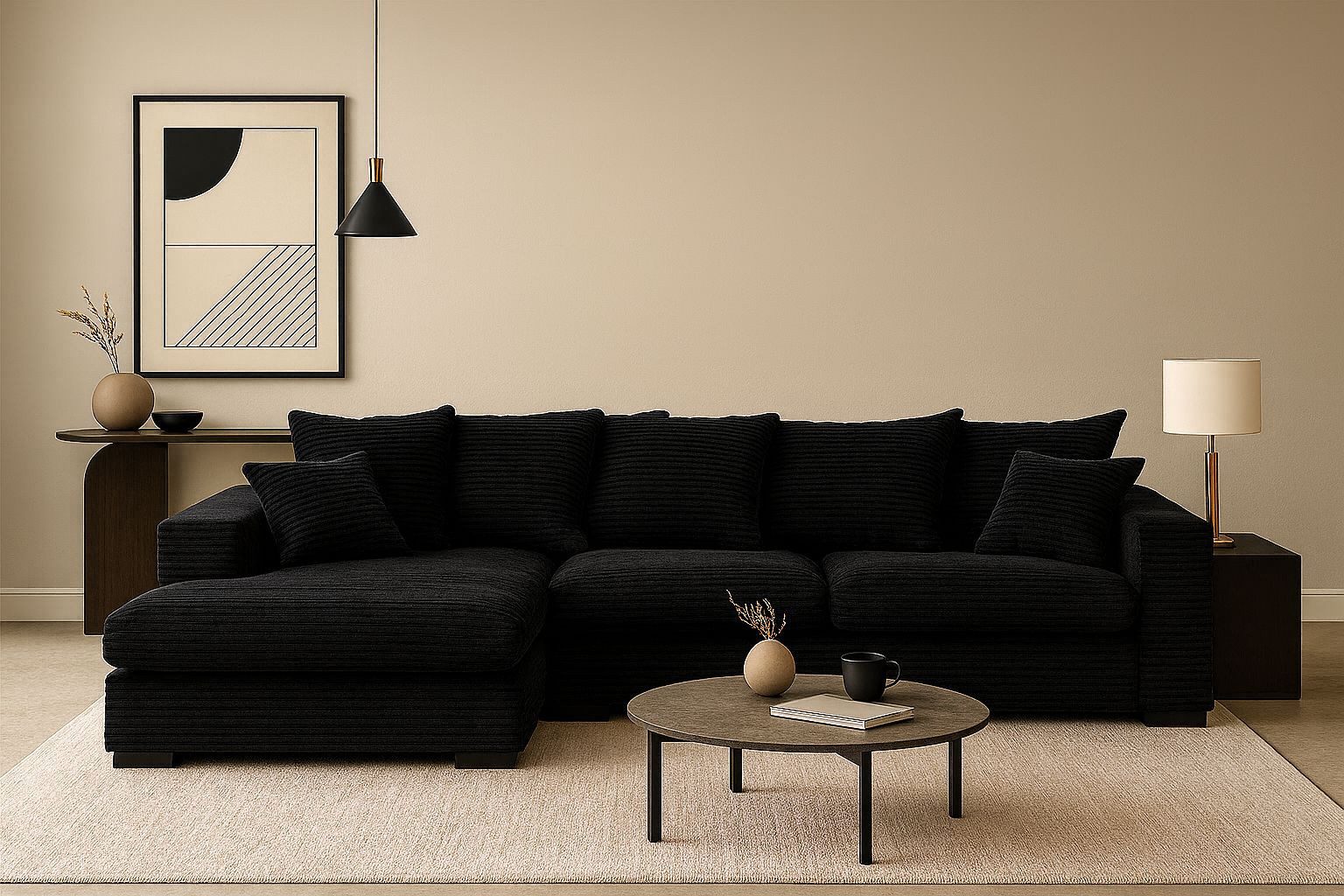 Kaiser Möbel Ecksofa Sofa L-form, Couch L-form Gabon stoff Zoom Ottomane