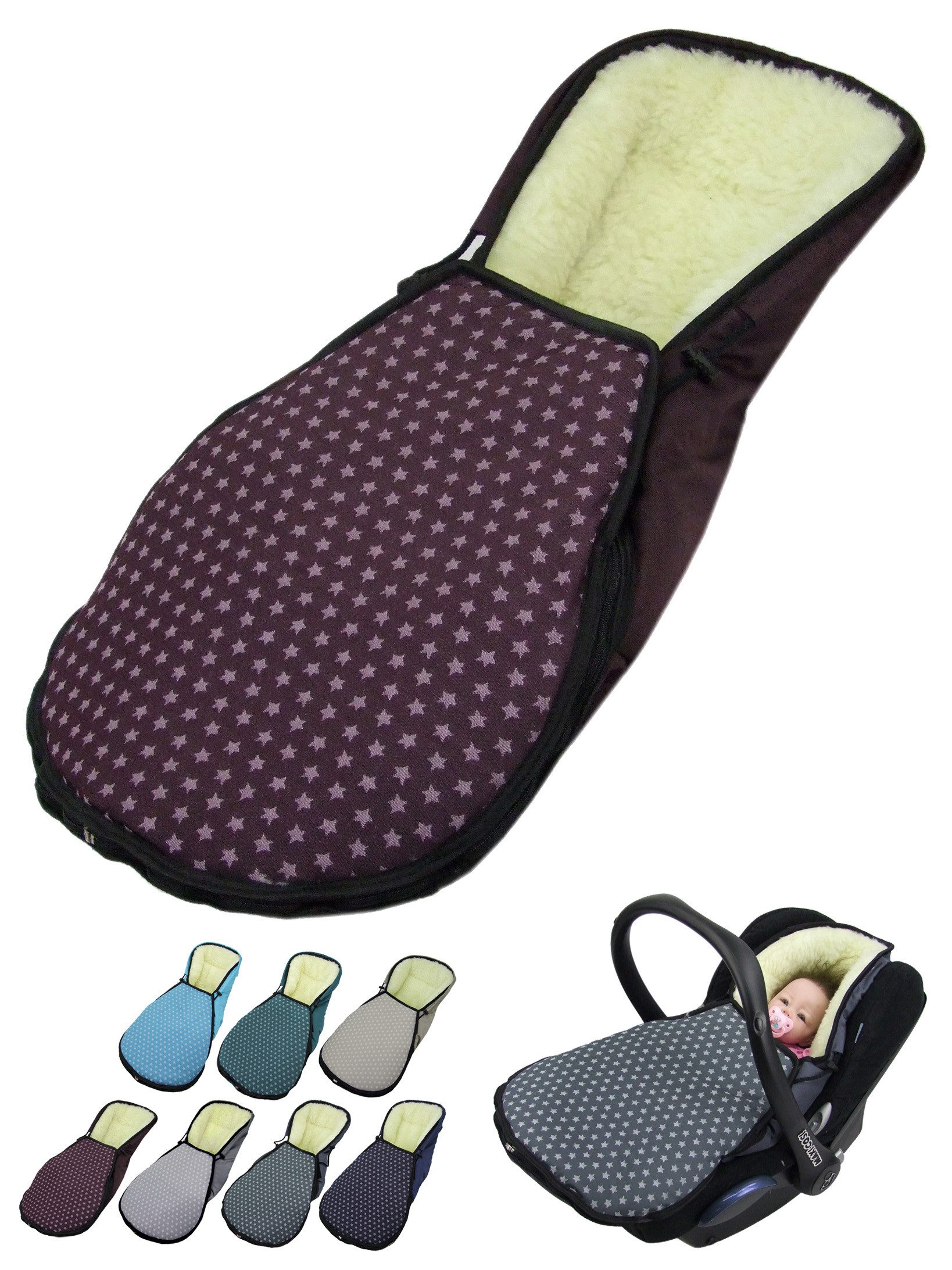 Fußsack Winterfußsack für Babyschale kompatibel mit Maxi-Cosi mit Wolle
