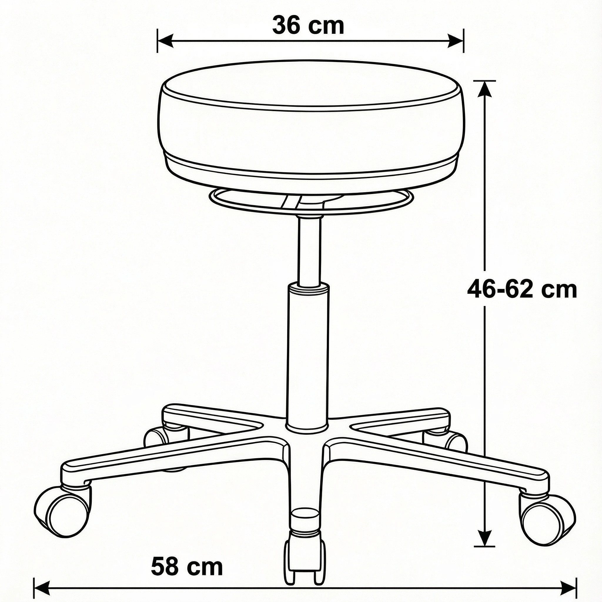 Versee Drehhocker Arbeitshocker Echtleder - höhenverstellbar, 150kg belastbar (Hocker für Büro und Home-Office), ergonomisch höhenverstellbar, 150kg belastbar – Bild 4 von 5