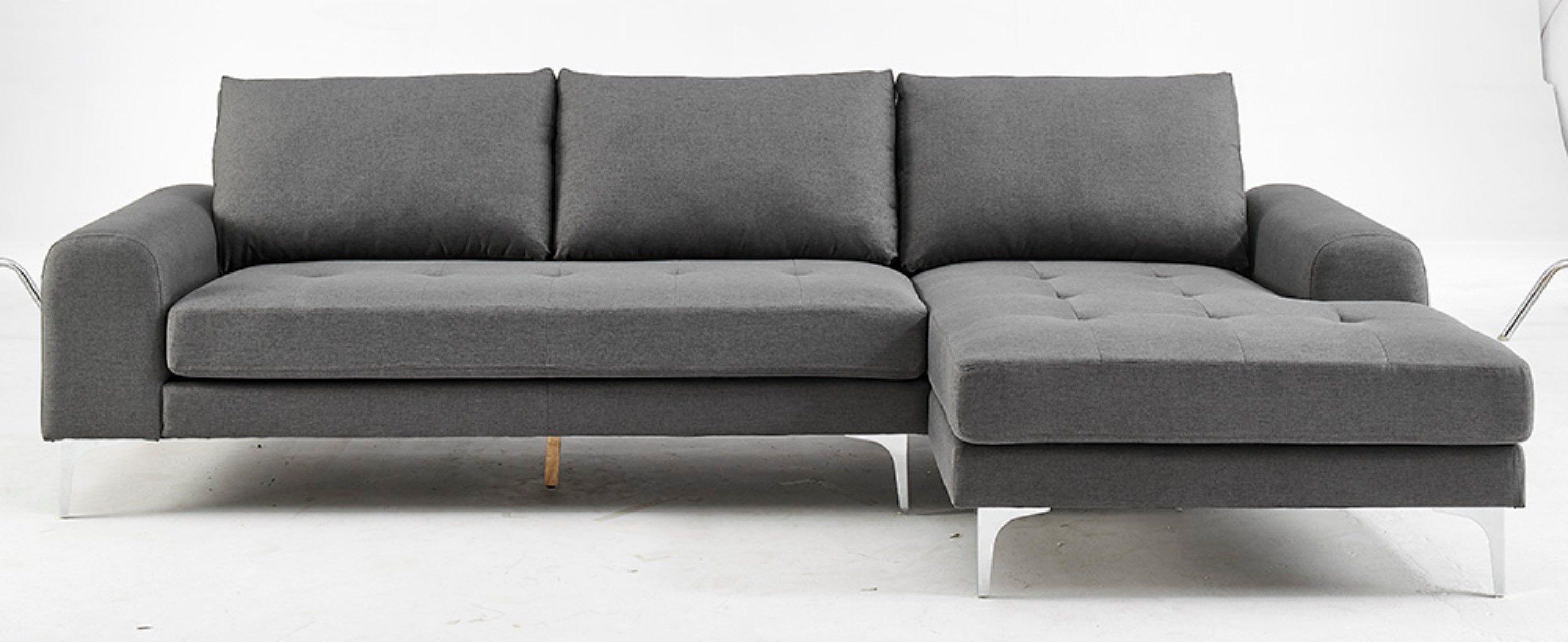 Happy Home Sofa Modernes Ecksofa mit gepolsterten Kissen - Gemütlich & stilvol grau