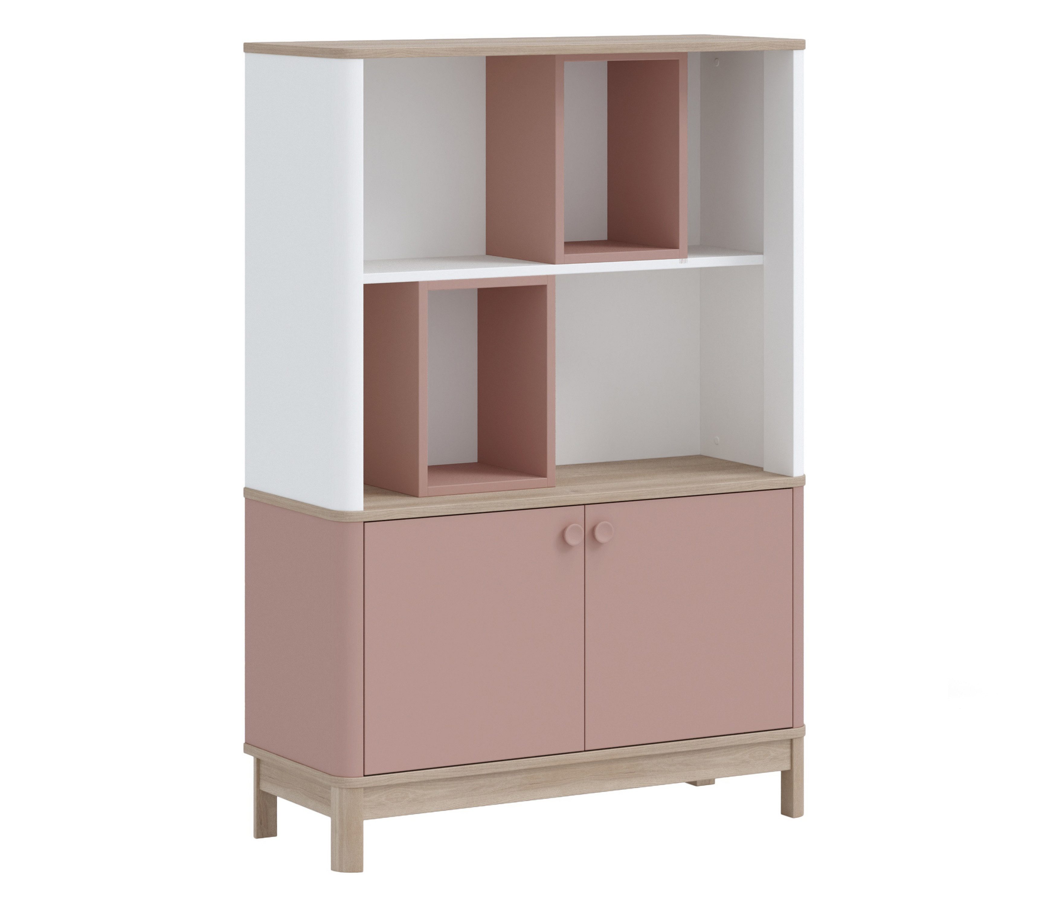 Möbel-Zeit Bücherregal BONO PINK Weiß & Pink – Kinderzimmer-Standregal
